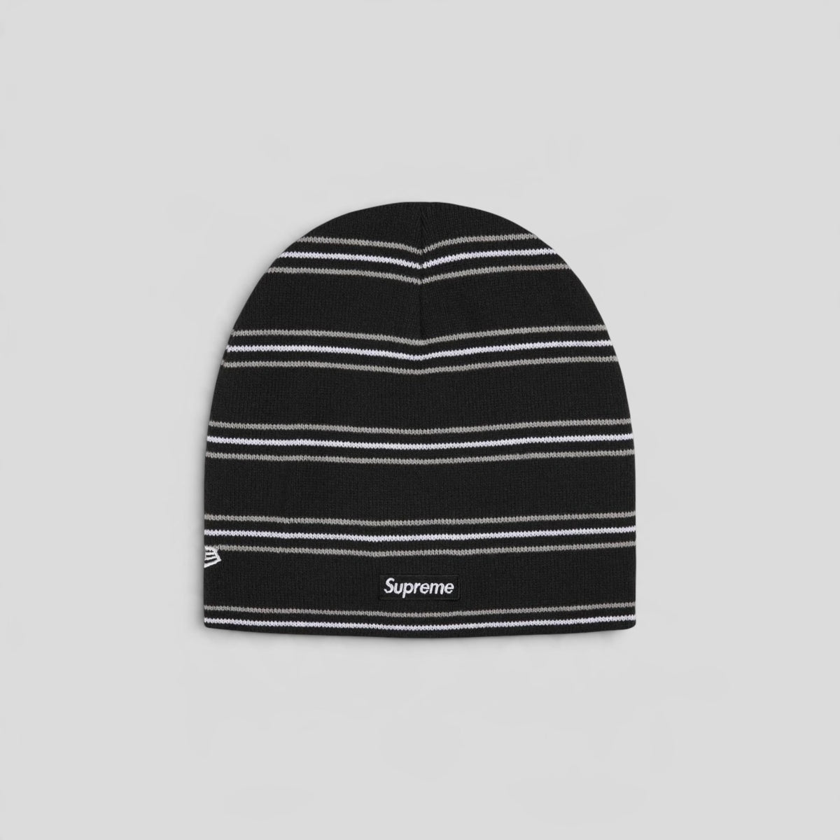 Supreme New Era Stripe Beanie in Black