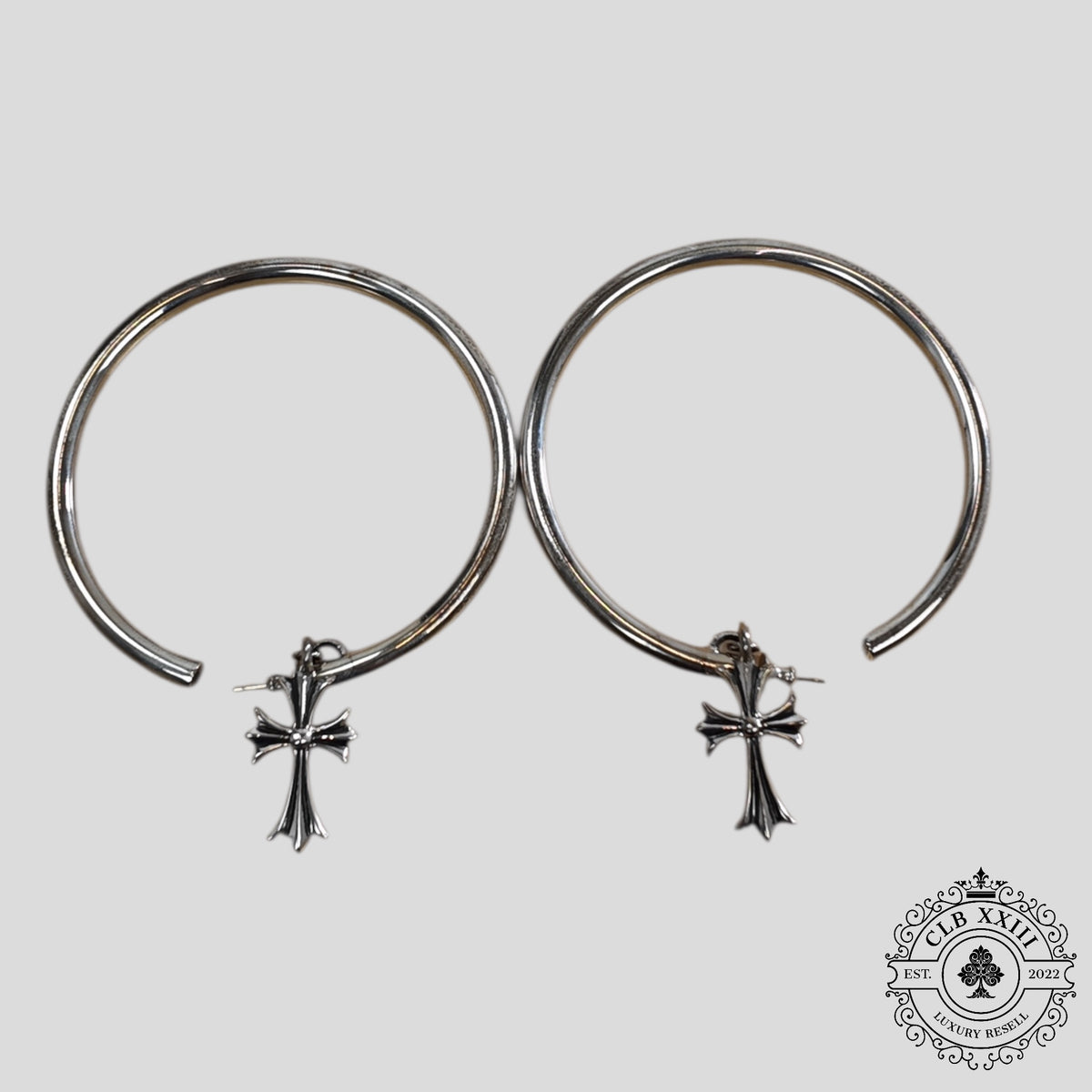 Chrome Hearts Tiny Cross Hoop Earrings