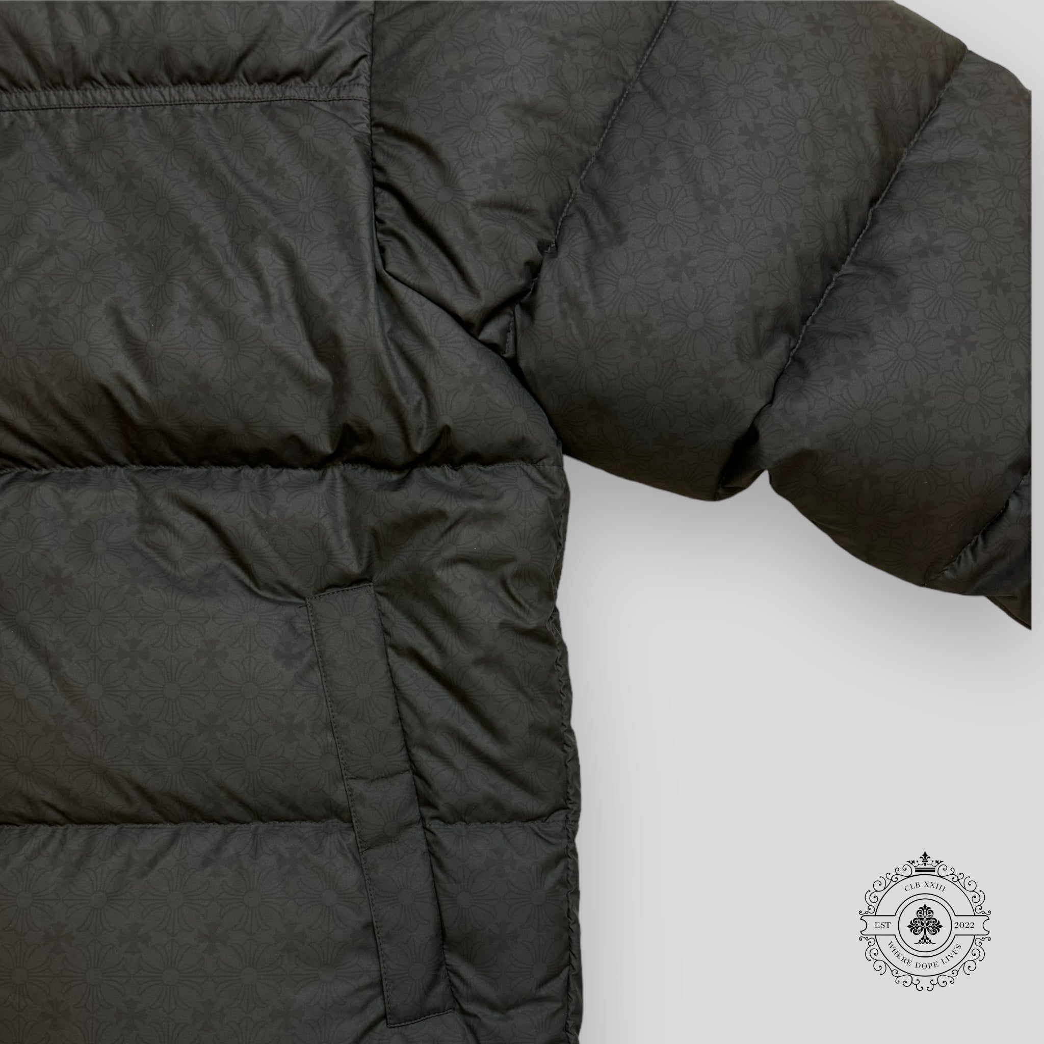 Chrome Hearts Plus Pattern Puffer Jacket in Black