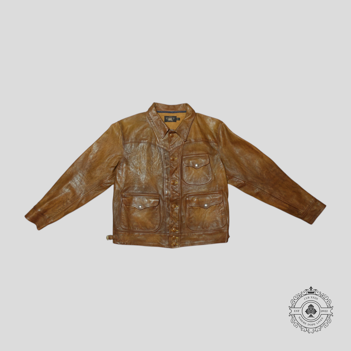 RRL Griggs Goat Leather Utility Jacket in Brown