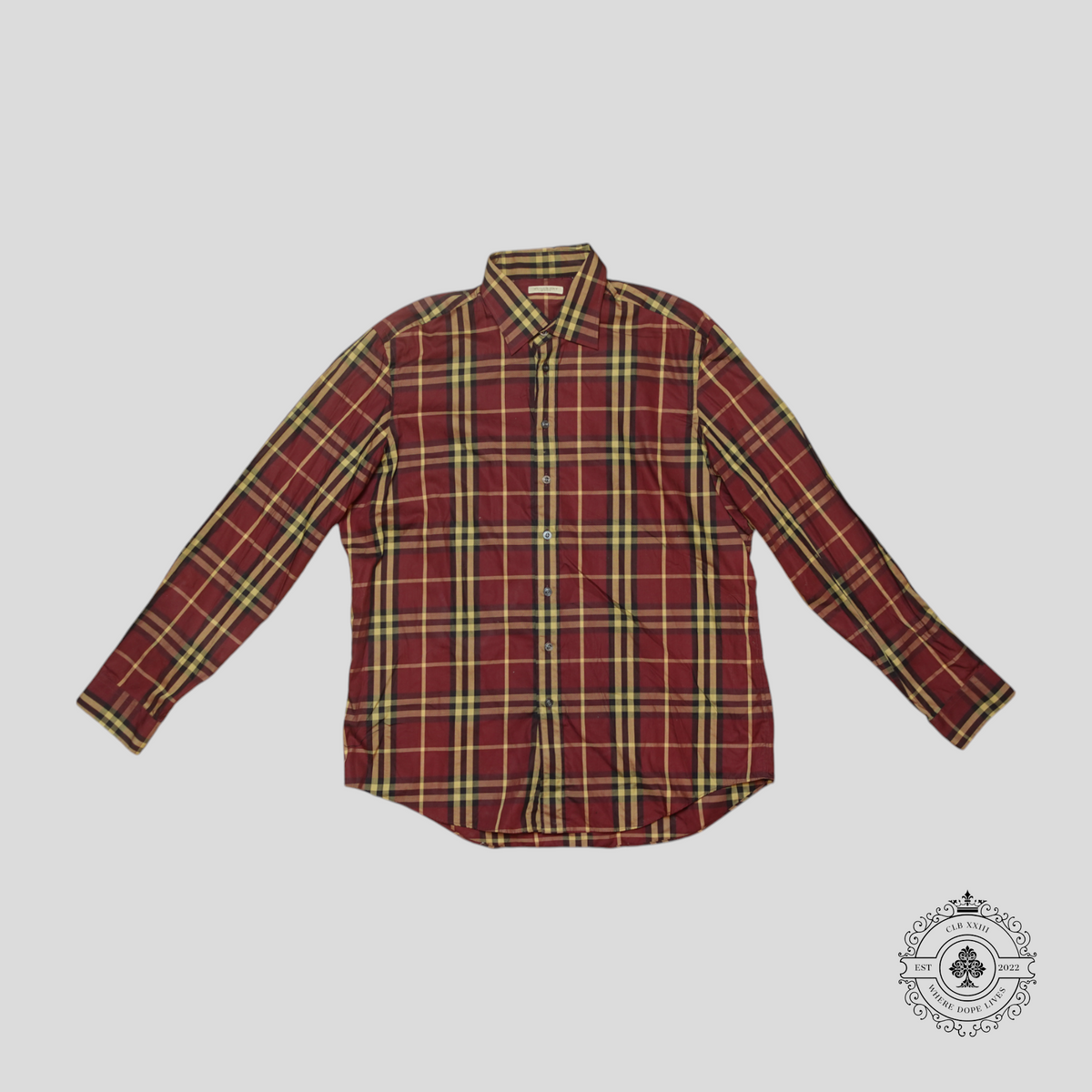 Burberry Brit Nova Check Long Sleeve Button Up Shirt in Red/Gold/Black