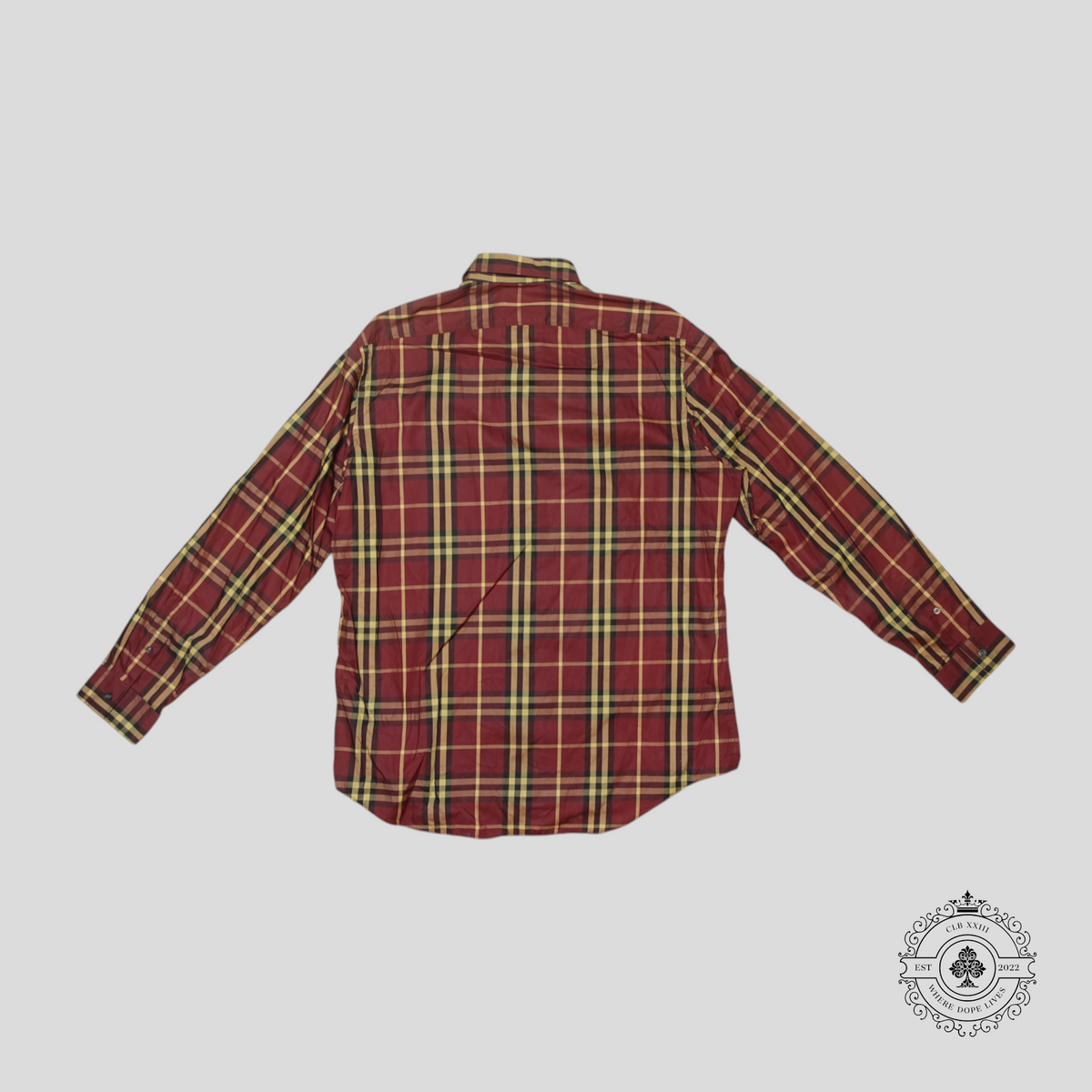 Burberry Brit Nova Check Long Sleeve Button Up Shirt in Red/Gold/Black