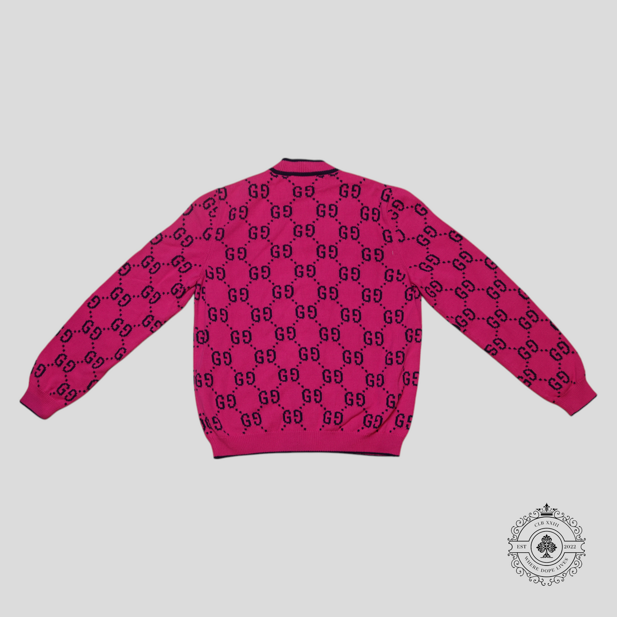 Gucci GG Jacquard Cardigan in Pink/Blue