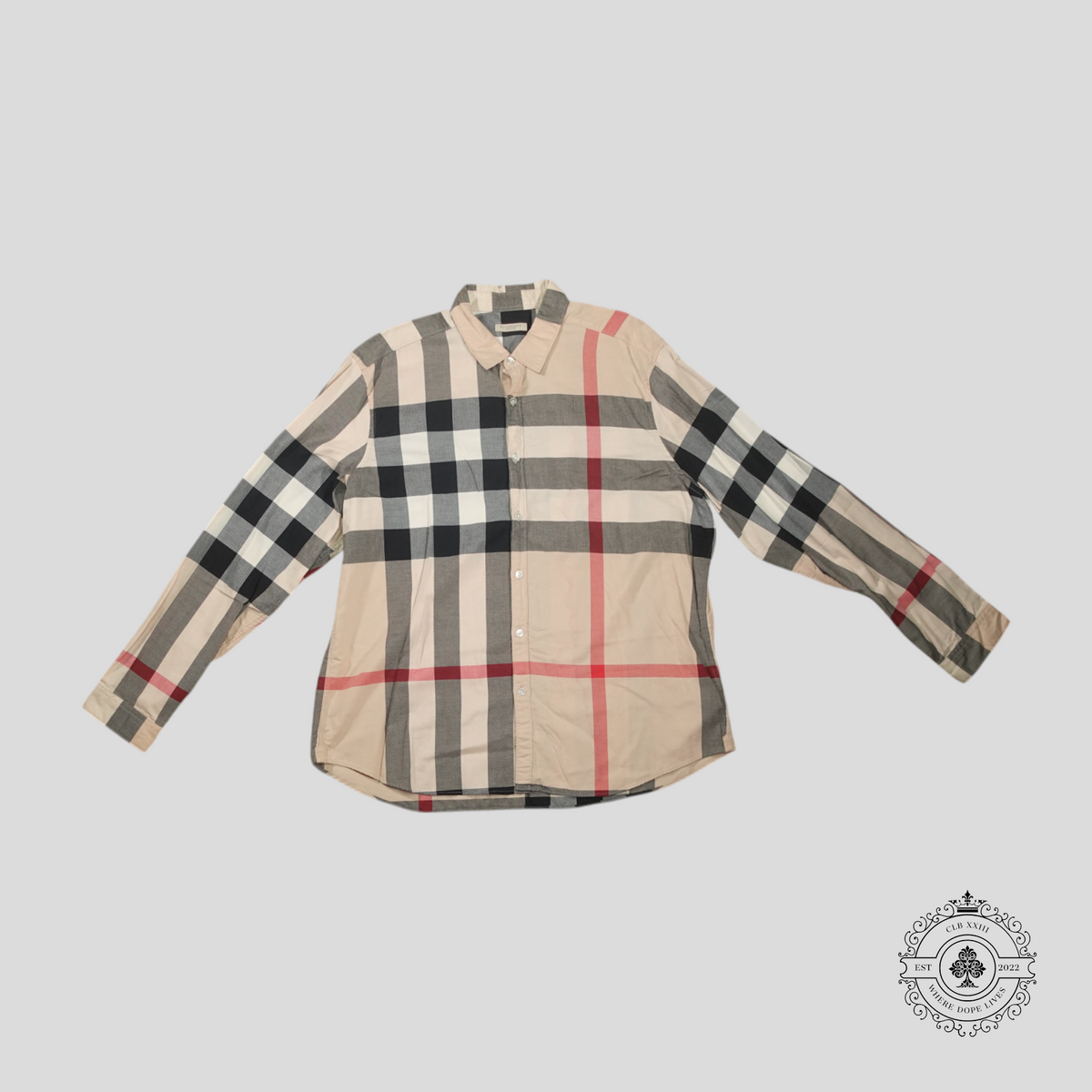 Burberry Cotton Large Check Shirt in Classic Beige