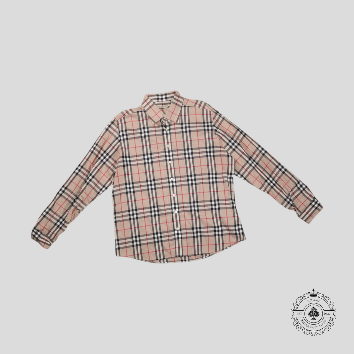 Burberry Cotton Check Shirt in Classic Beige