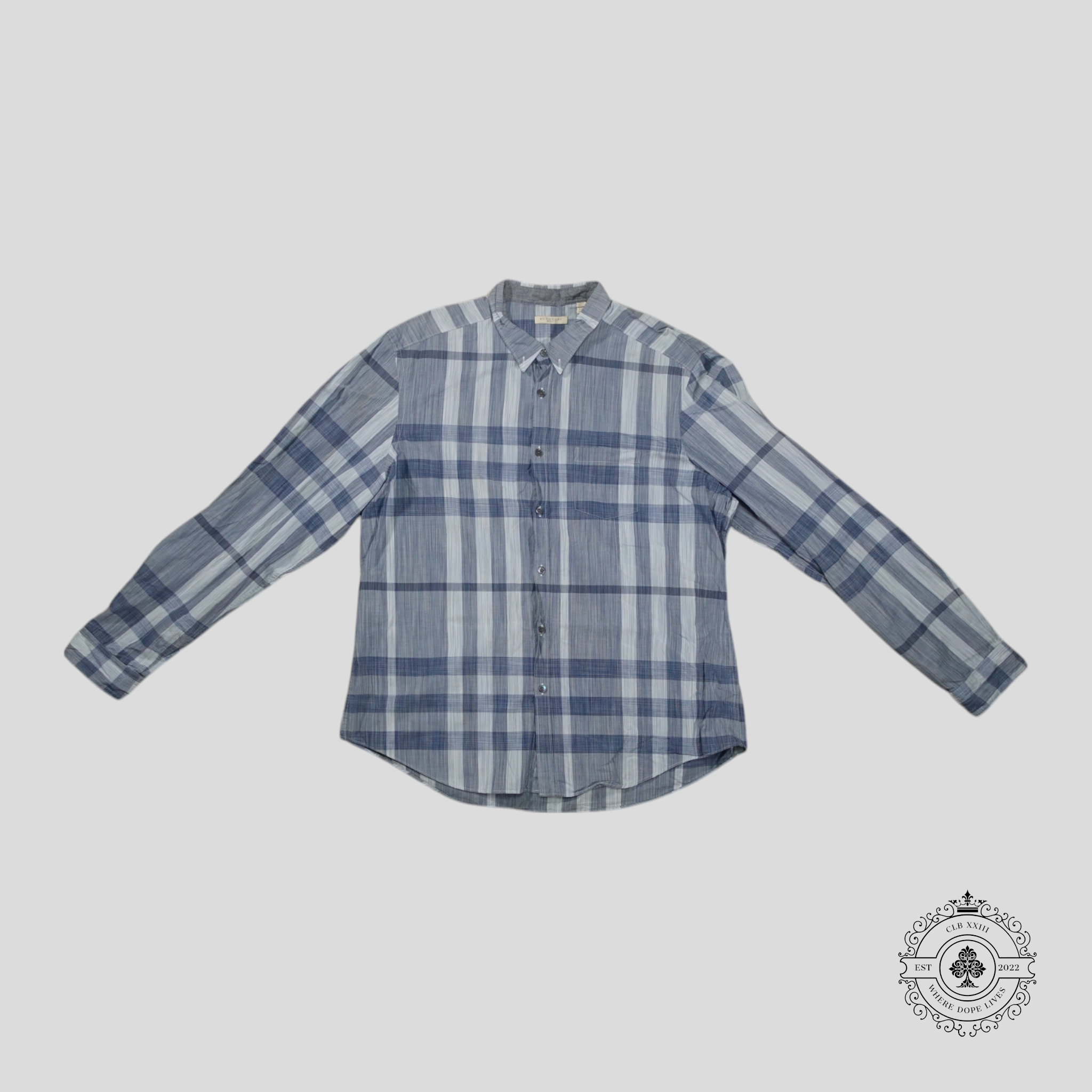 Burberry Cotton Check Shirt in Blue