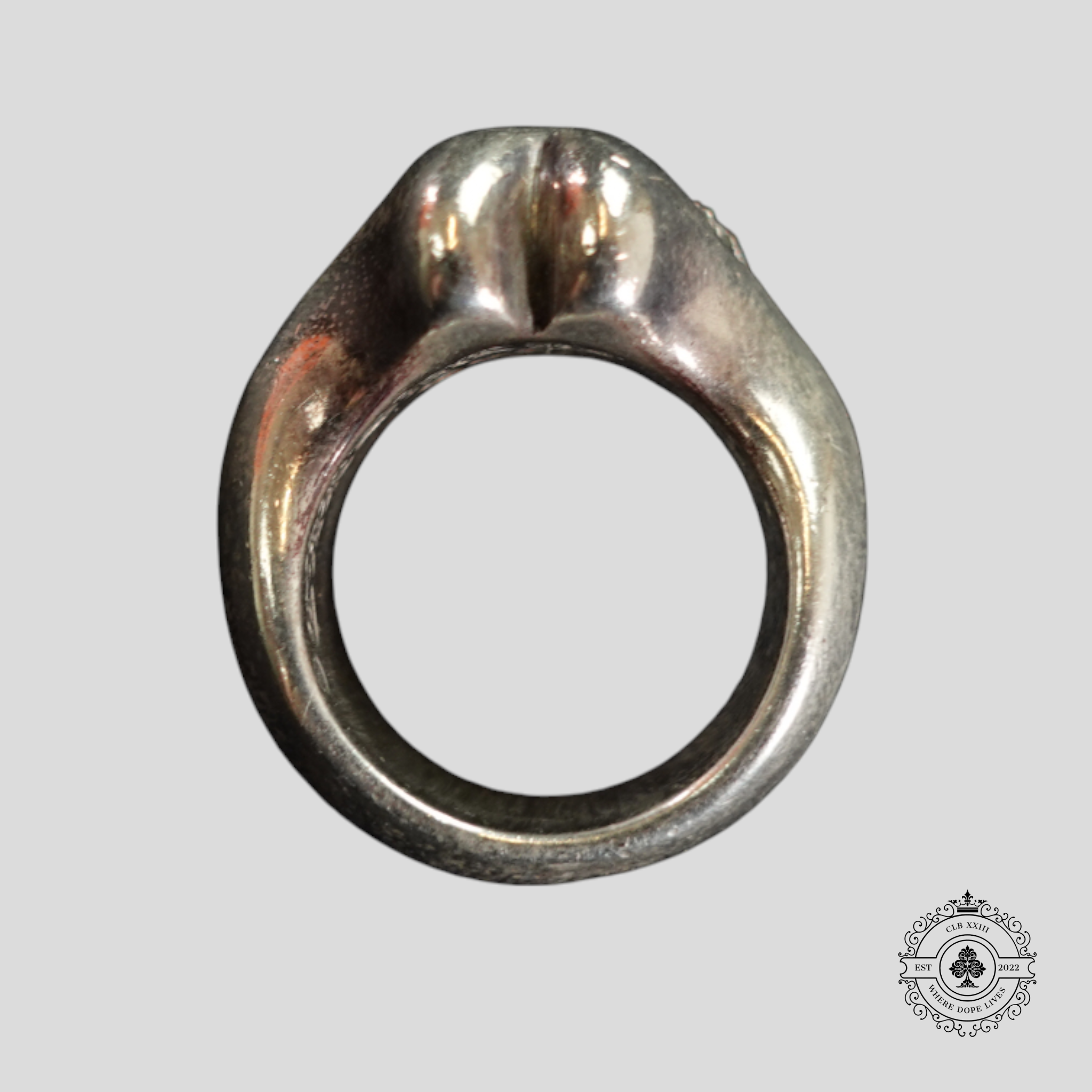 Chrome Hearts Diamond Embellished Rolling Stones Ring in Silver