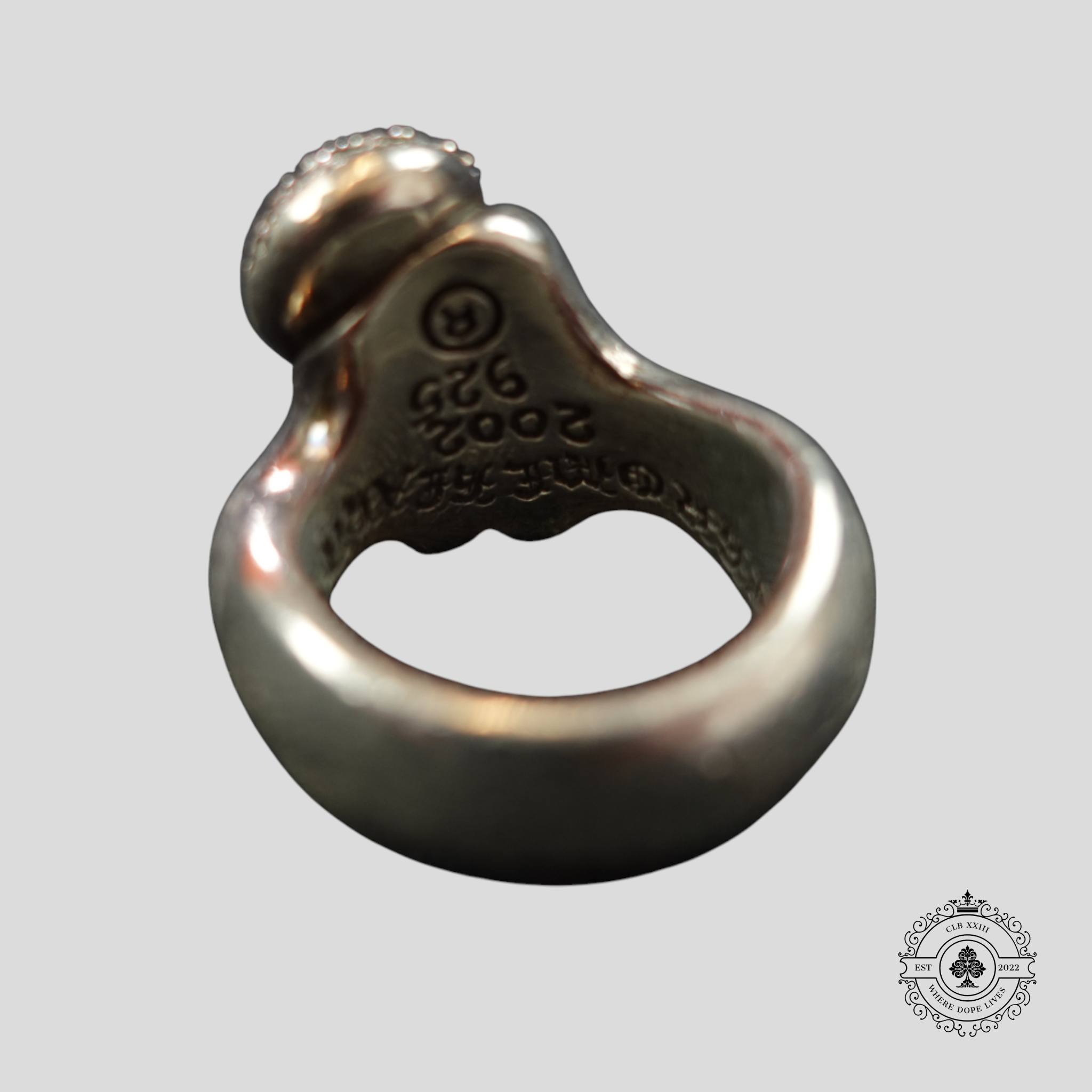 Chrome Hearts Diamond Embellished Rolling Stones Ring in Silver