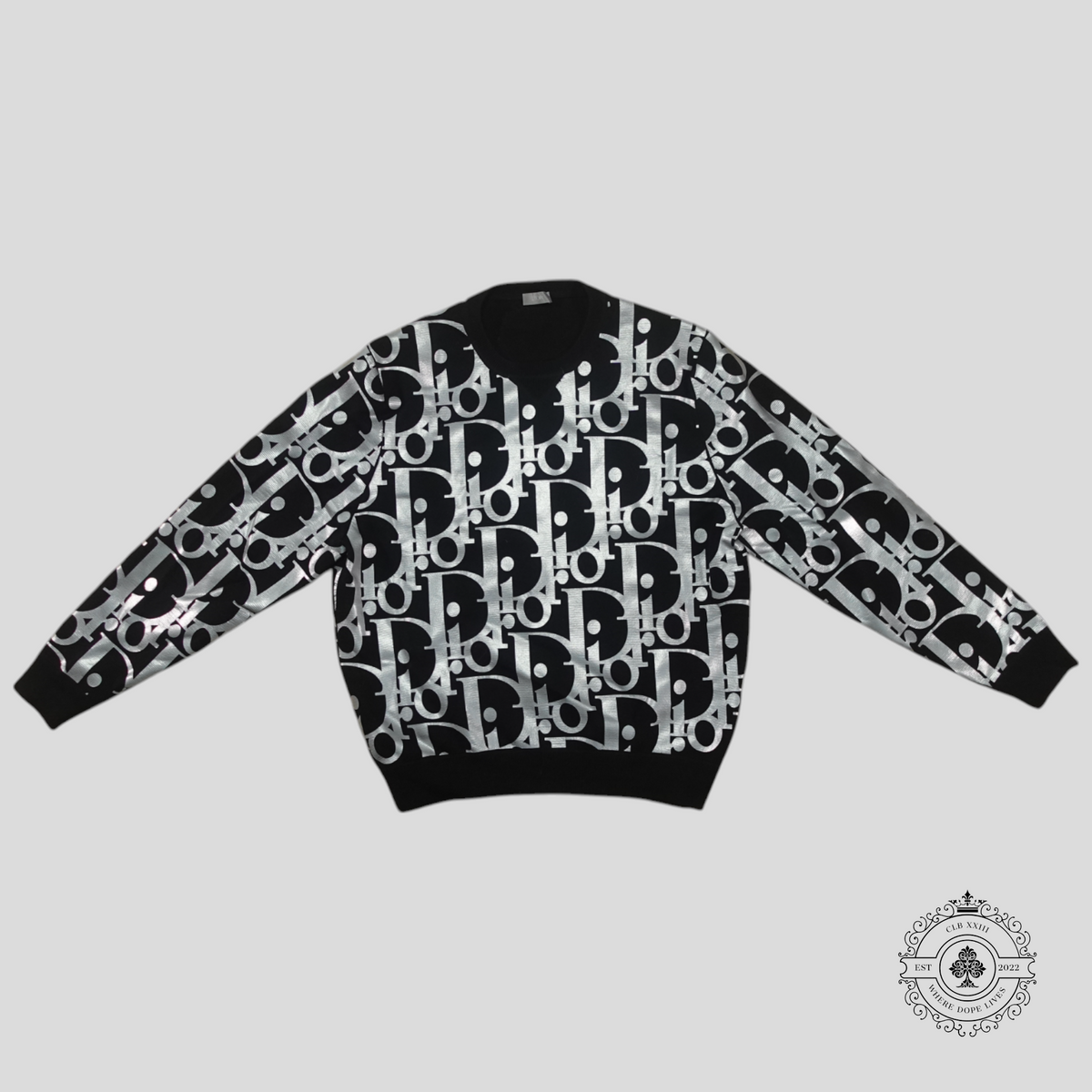 Dior Reflective Oblique Wool Sweatshirt in Black
