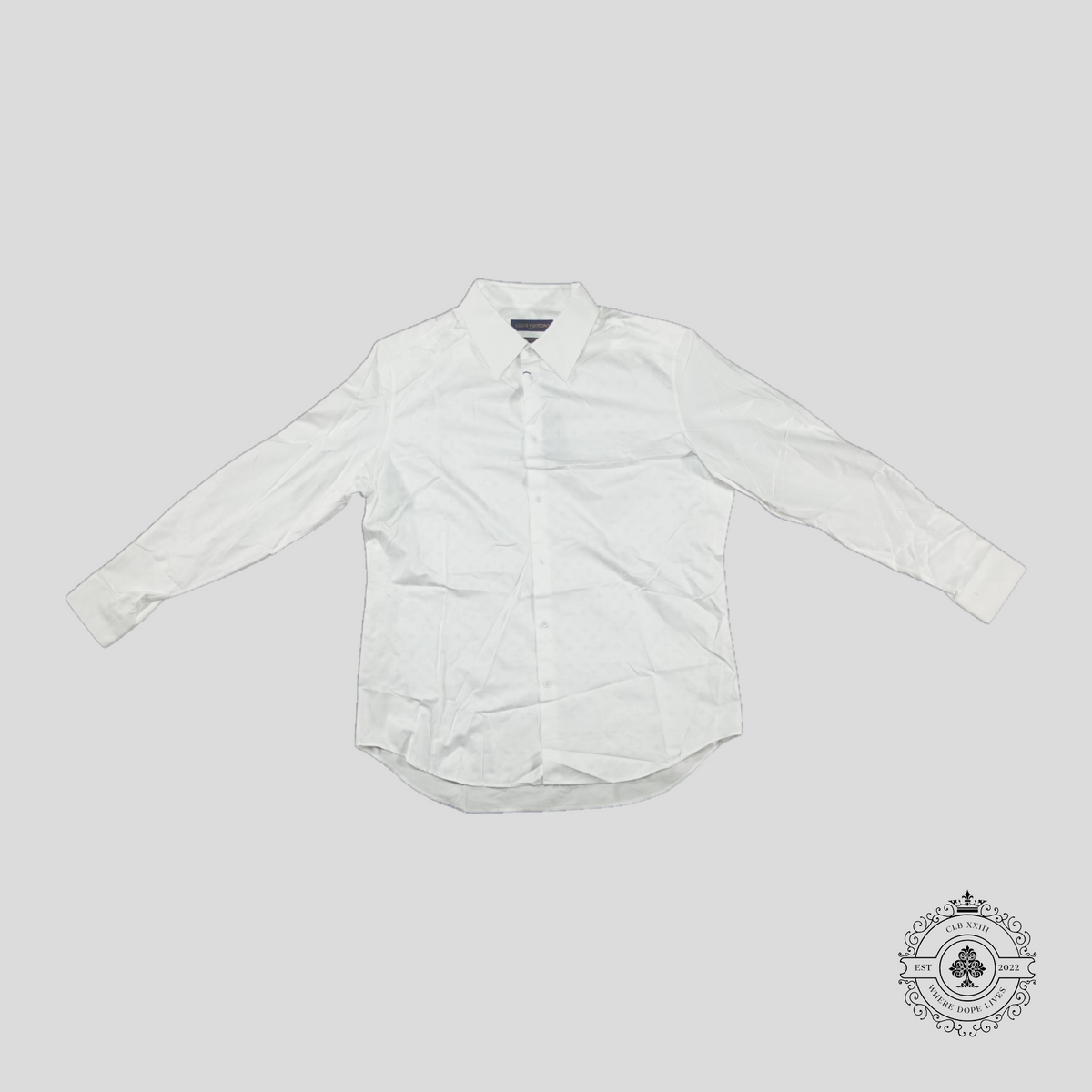 Louis Vuitton Monogram Long Sleeve Button Up in White