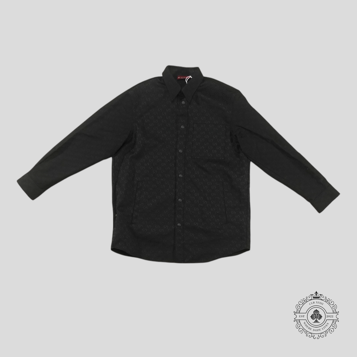 Gucci GG Canvas Jacquard Button Up Overshirt in Black