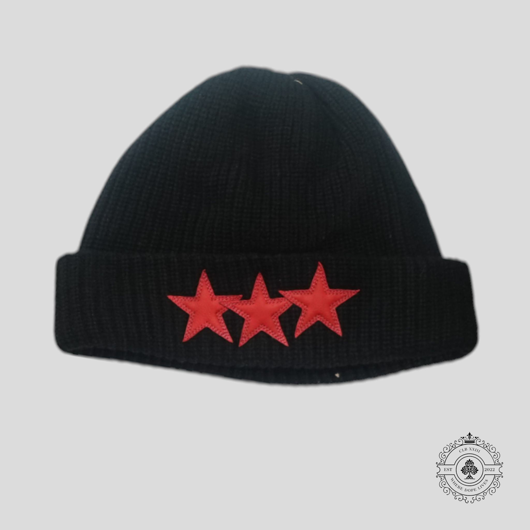 Chrome Hearts Leather Star Patch Beanie in Black