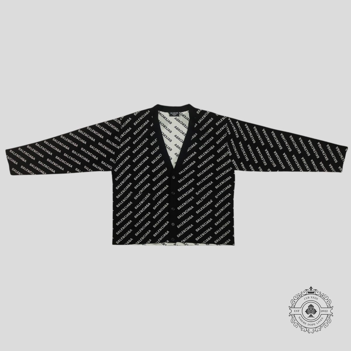 Balenciaga All Over Knit Cardigan in Black
