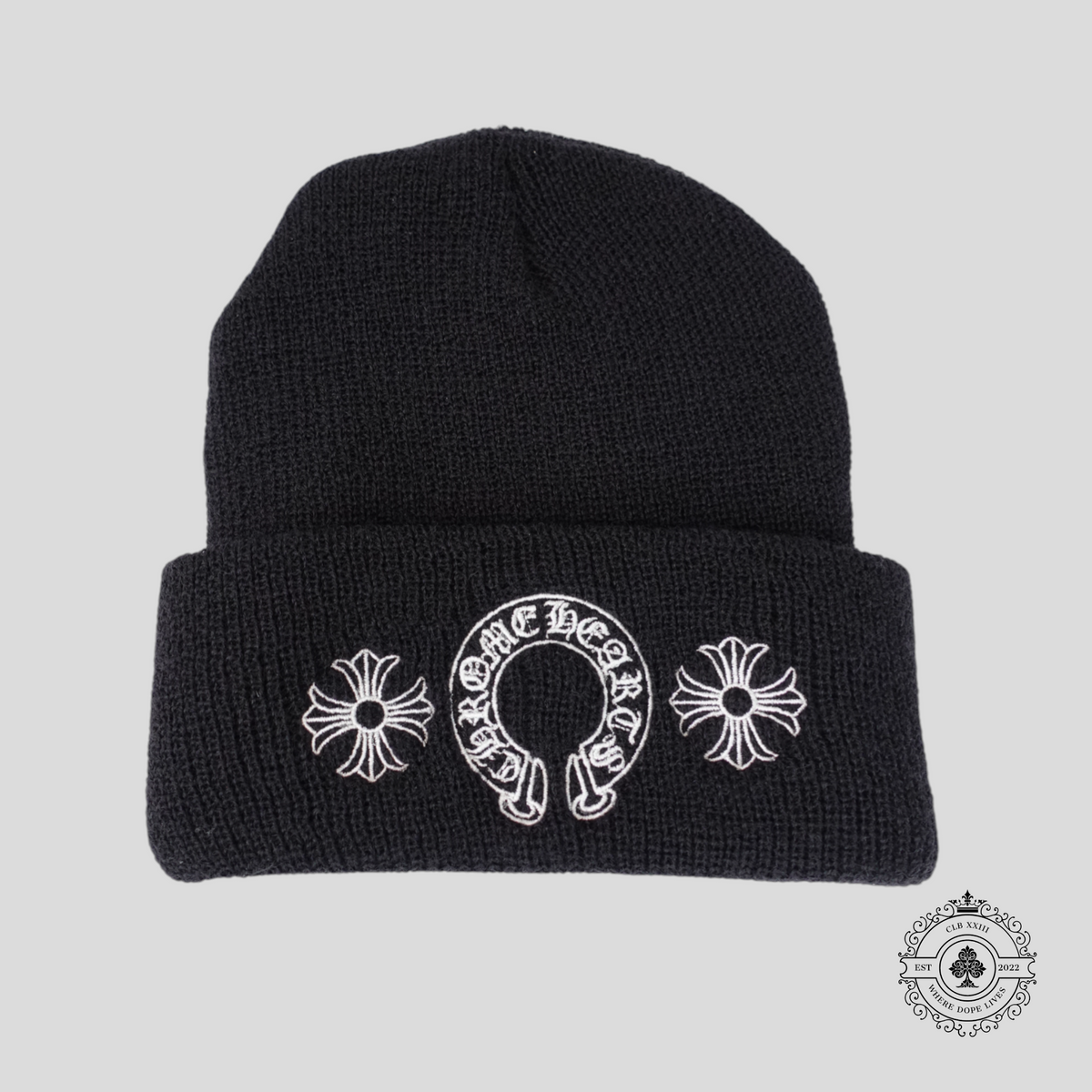 Chrome Hearts Horseshoe Logo Wool Watch Cap Beanie in Black