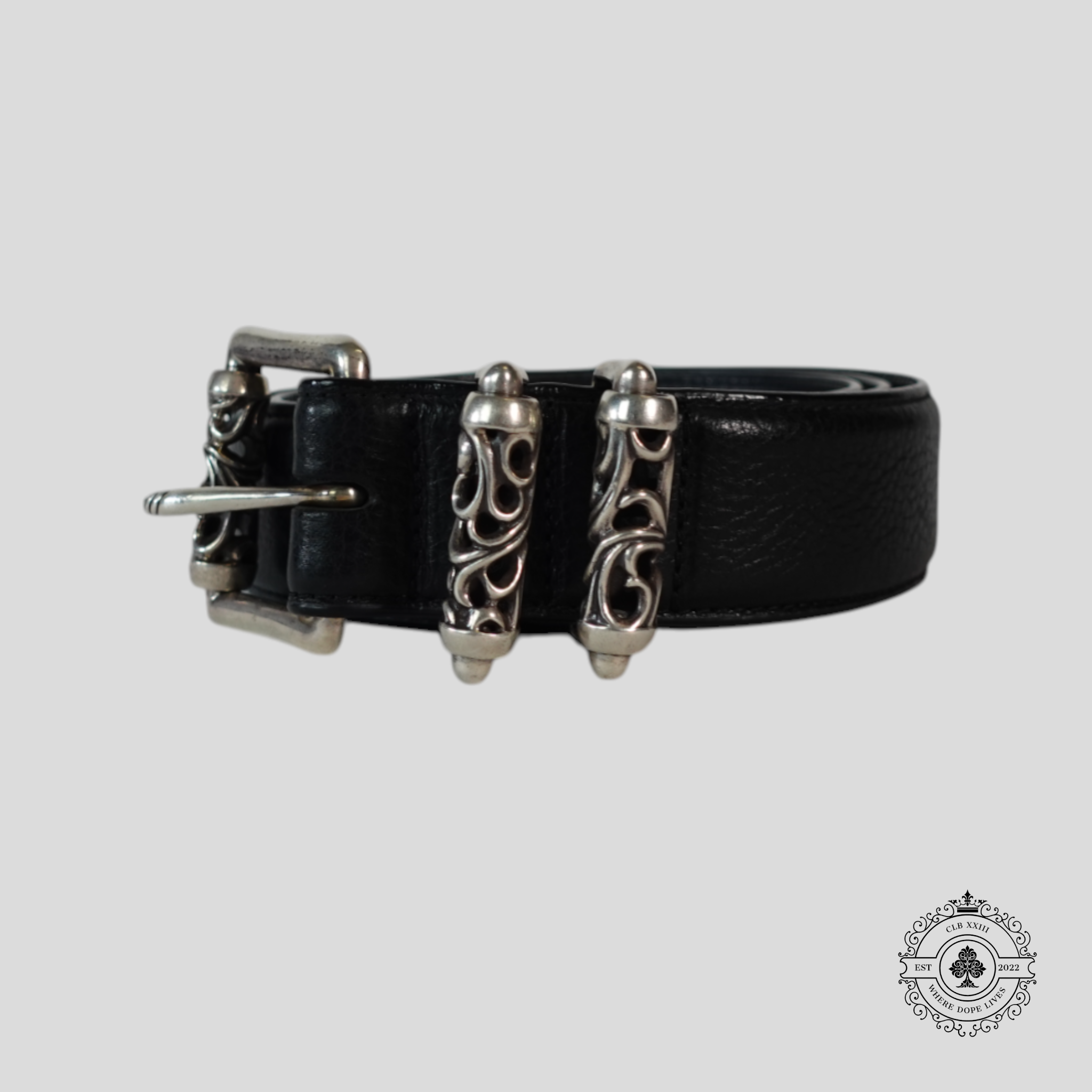 Chrome Hearts Silver Roller Belt in Black