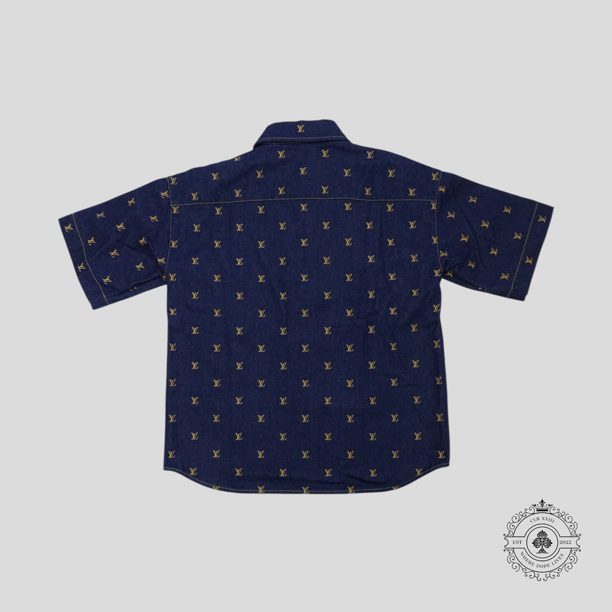 Louis Vuitton LV Embroidered Denim Shirt in Dark Wash