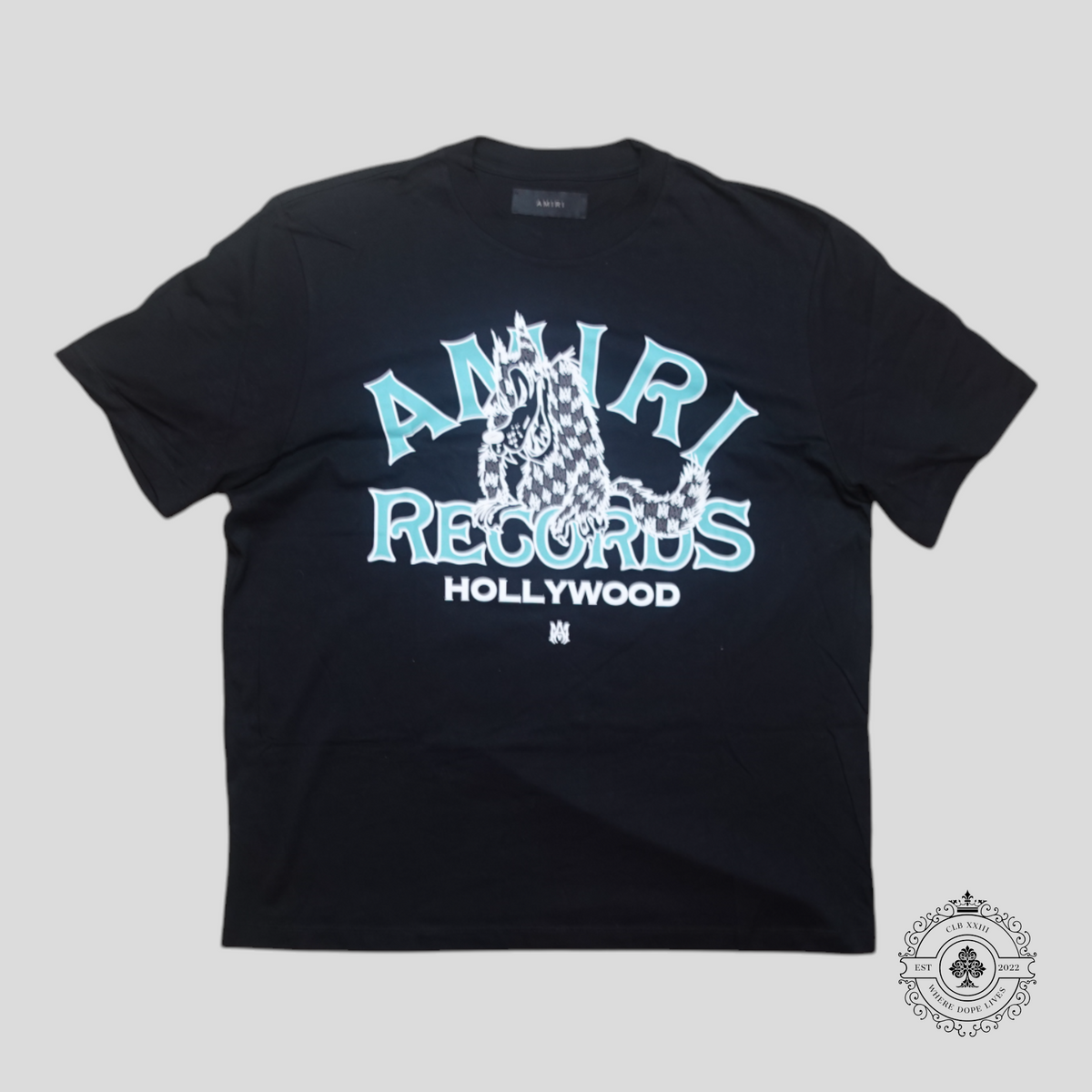 Amiri Records Wolf T-Shirt in Black/Blue/White