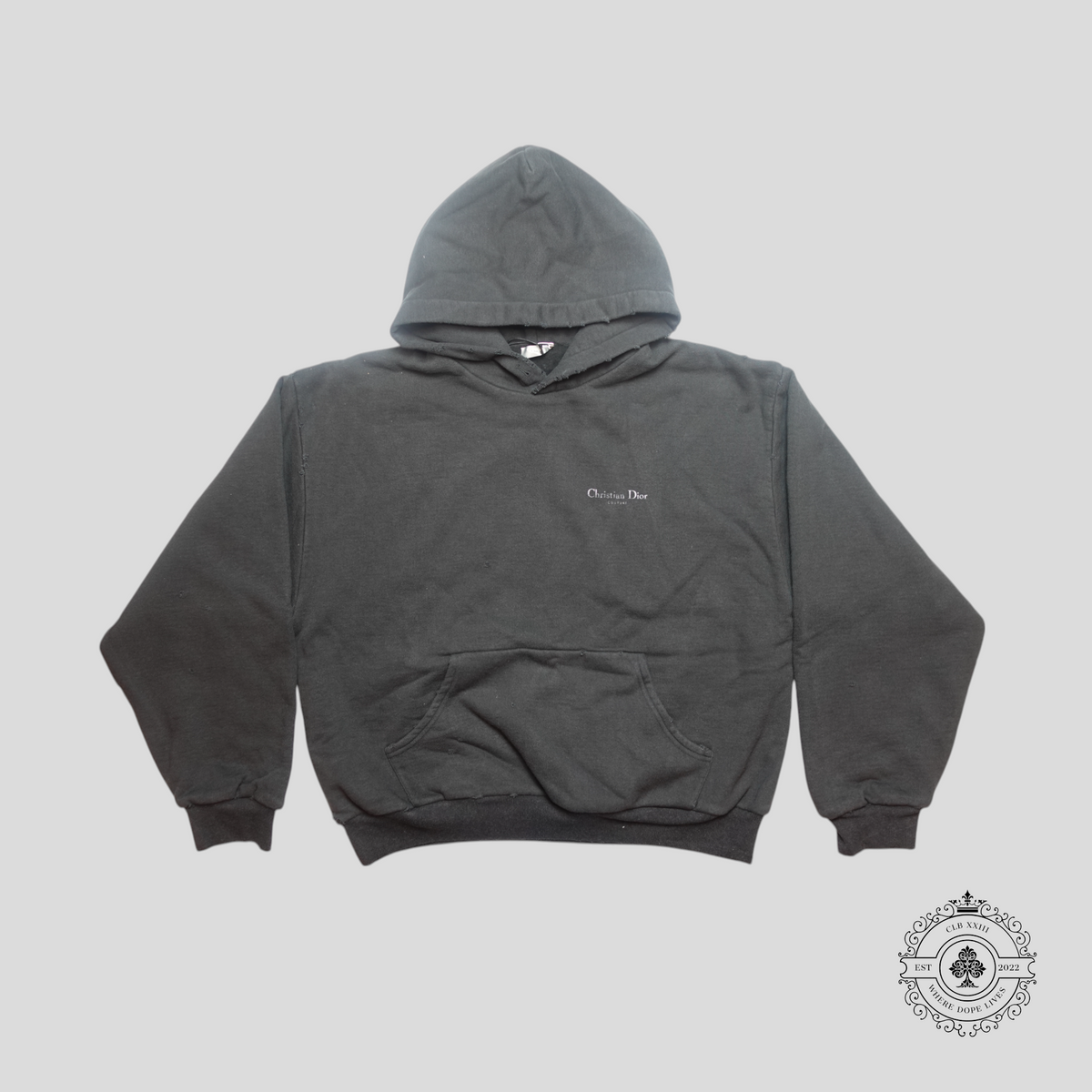 Dior Christian Dior Couture Distressed Hoodie in Black