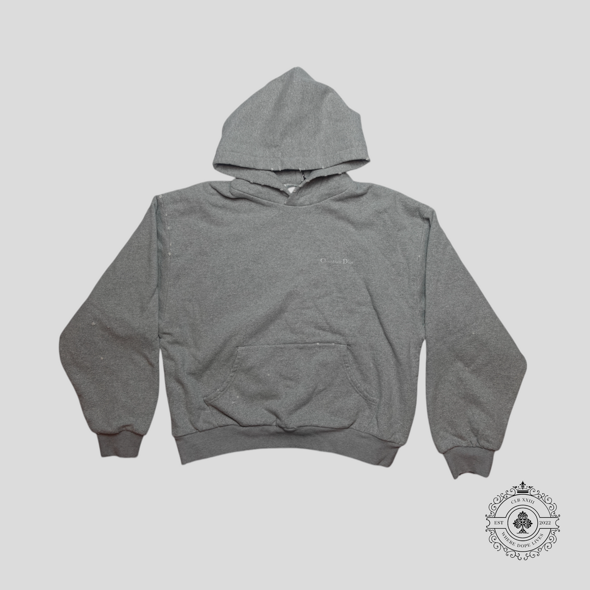 Dior Christian Dior Couture Distressed Hoodie in Grey