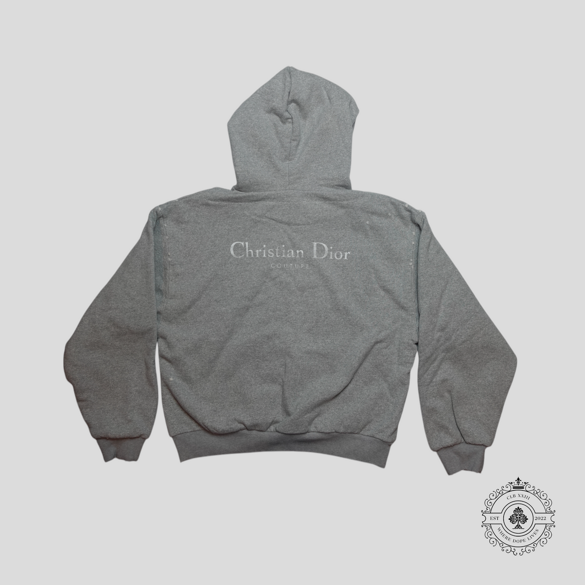Dior Christian Dior Couture Distressed Hoodie in Grey