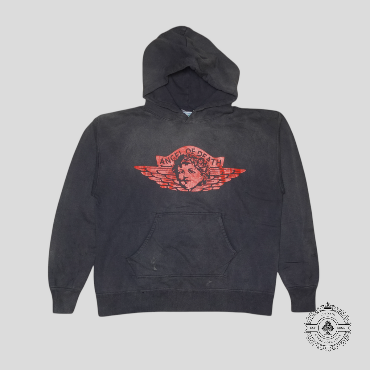 Saint Michael Angle Of Death Hoodie in Grey/Red