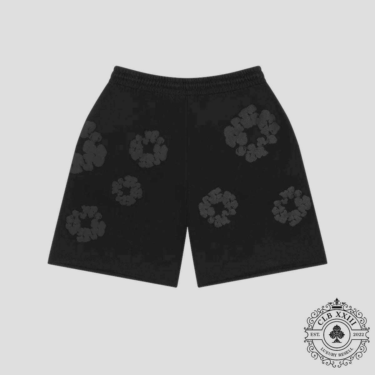 Denim Tears Mono Cotton Wreath Sweat Shorts in Black