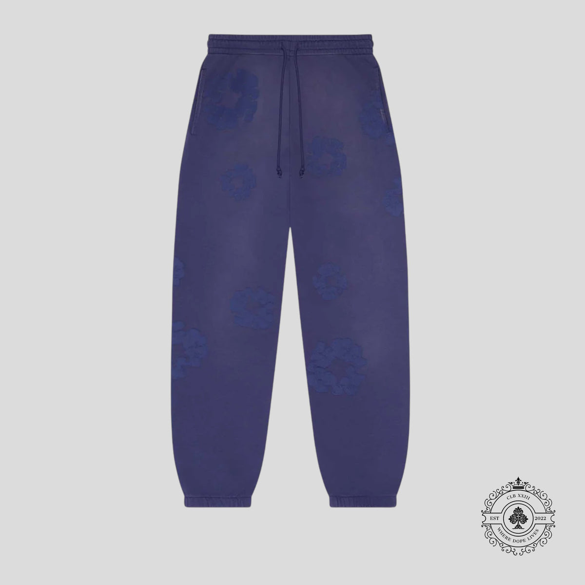 Denim Tears Mono Wreath Sweatpants in Navy