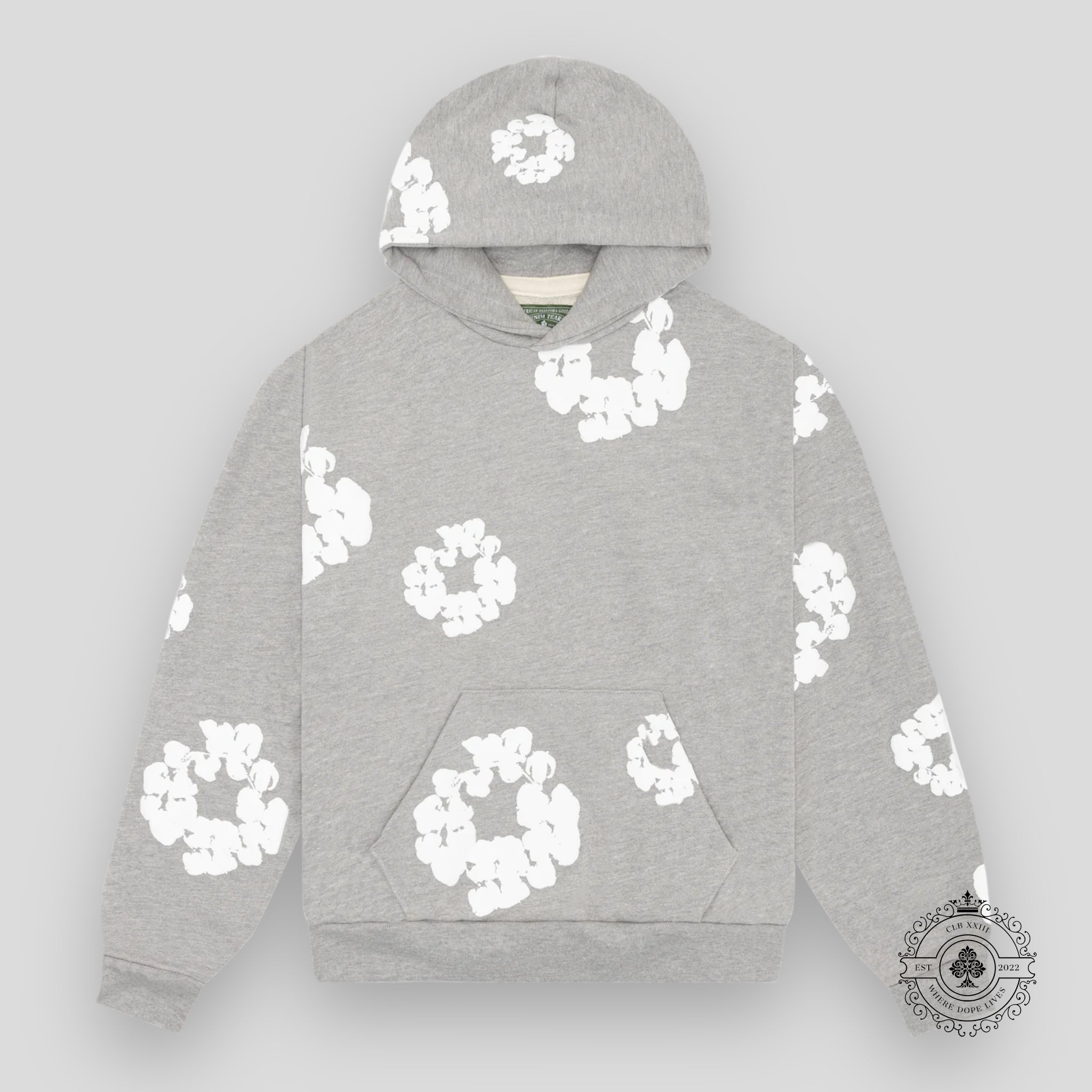 Denim Tears The Cotton Wreath Hoodie in Grey