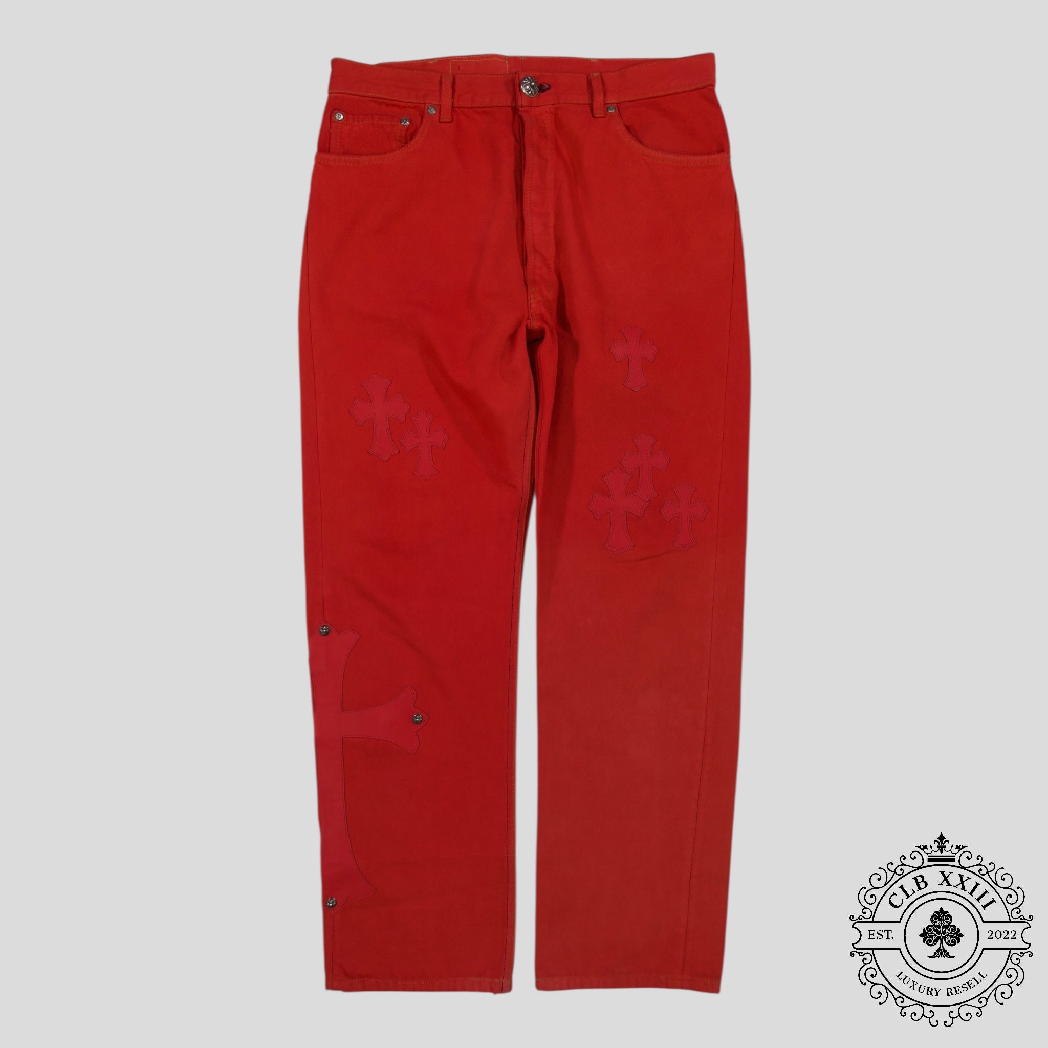 Chrome Hearts Levi Red Cross Patch Jeans