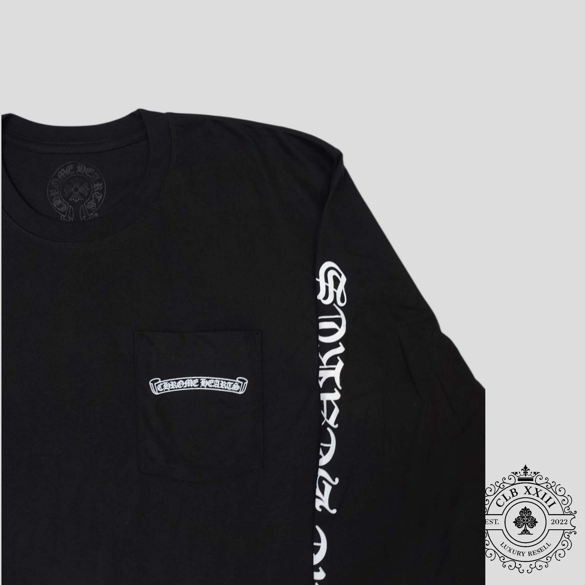 Chrome Hearts Scroll Logo Pocket Long Sleeve in Black