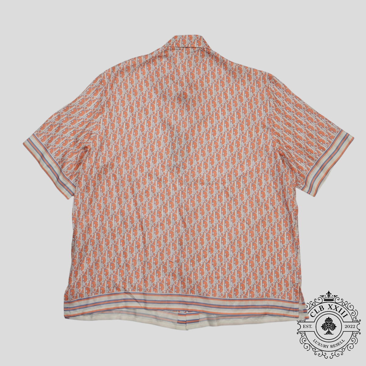 Dior Oblique Button Up Silk Shirt in Orange
