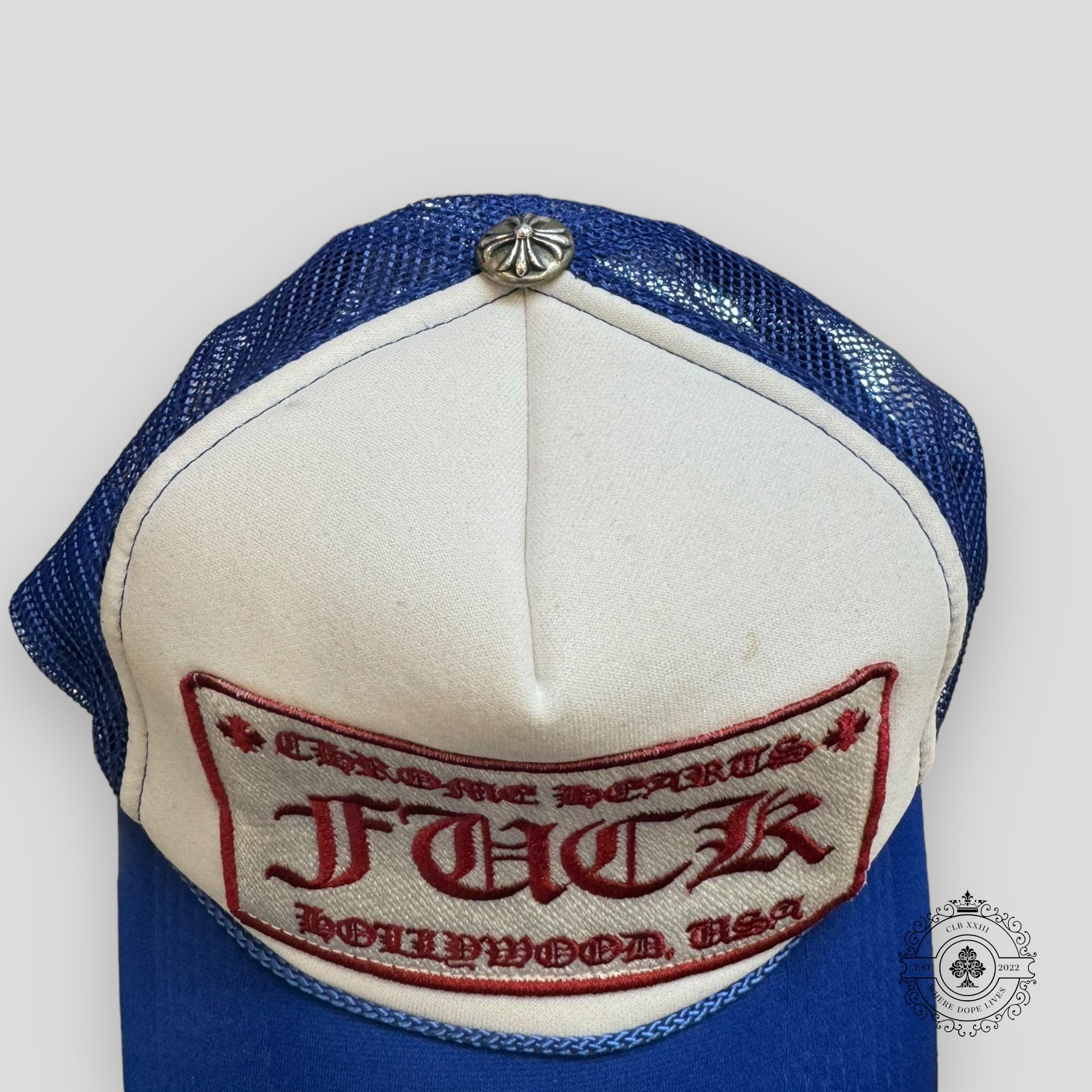 Chrome Hearts Fuck Hollywood Tucker Hat in Blue