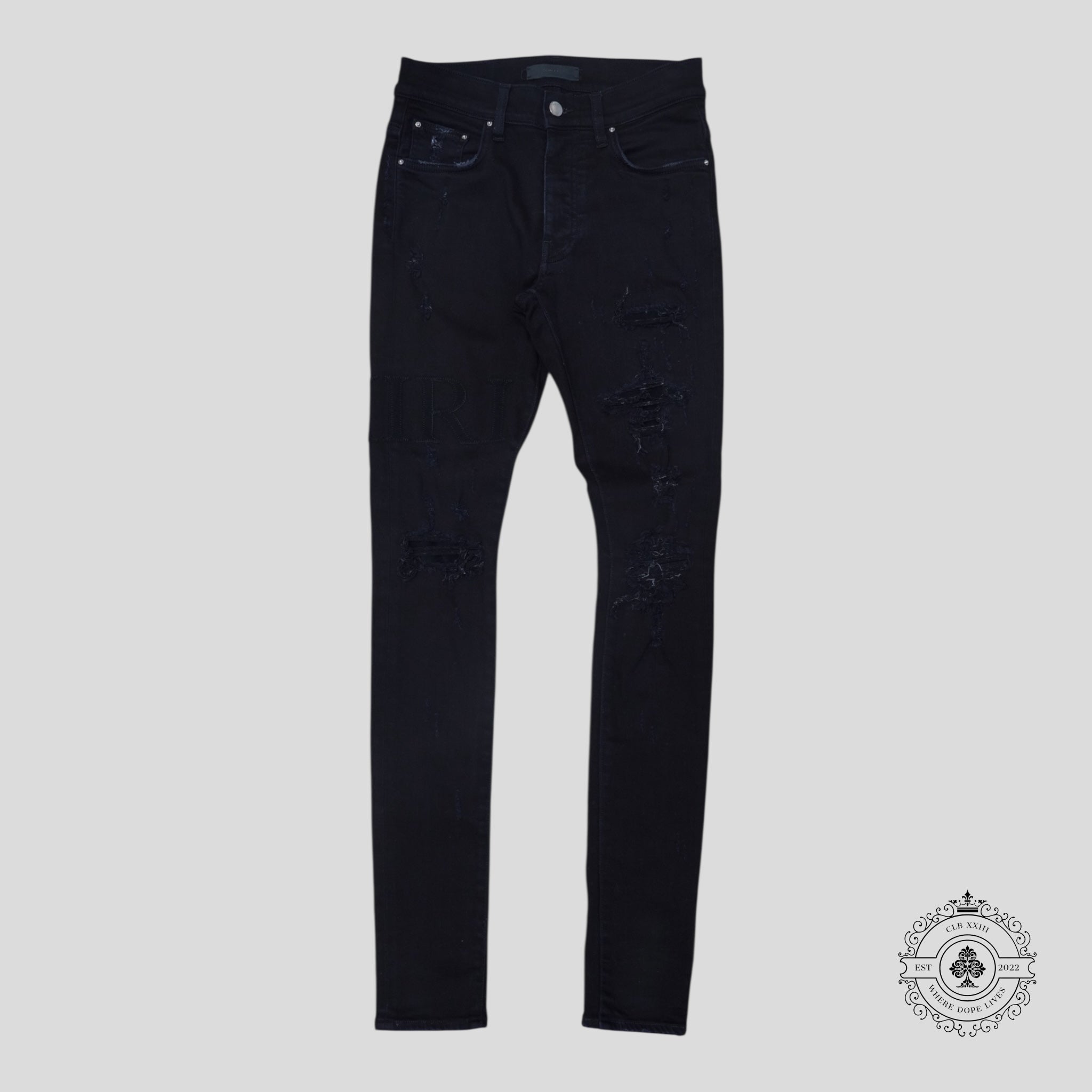 Amiri Serif Logo Jeans in Black