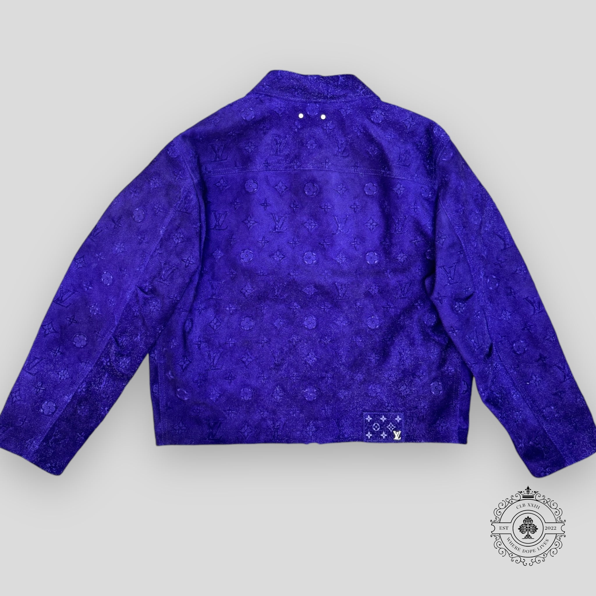 Louis Vuitton Workwear Monogram Embossed Suede Jacket in Purple