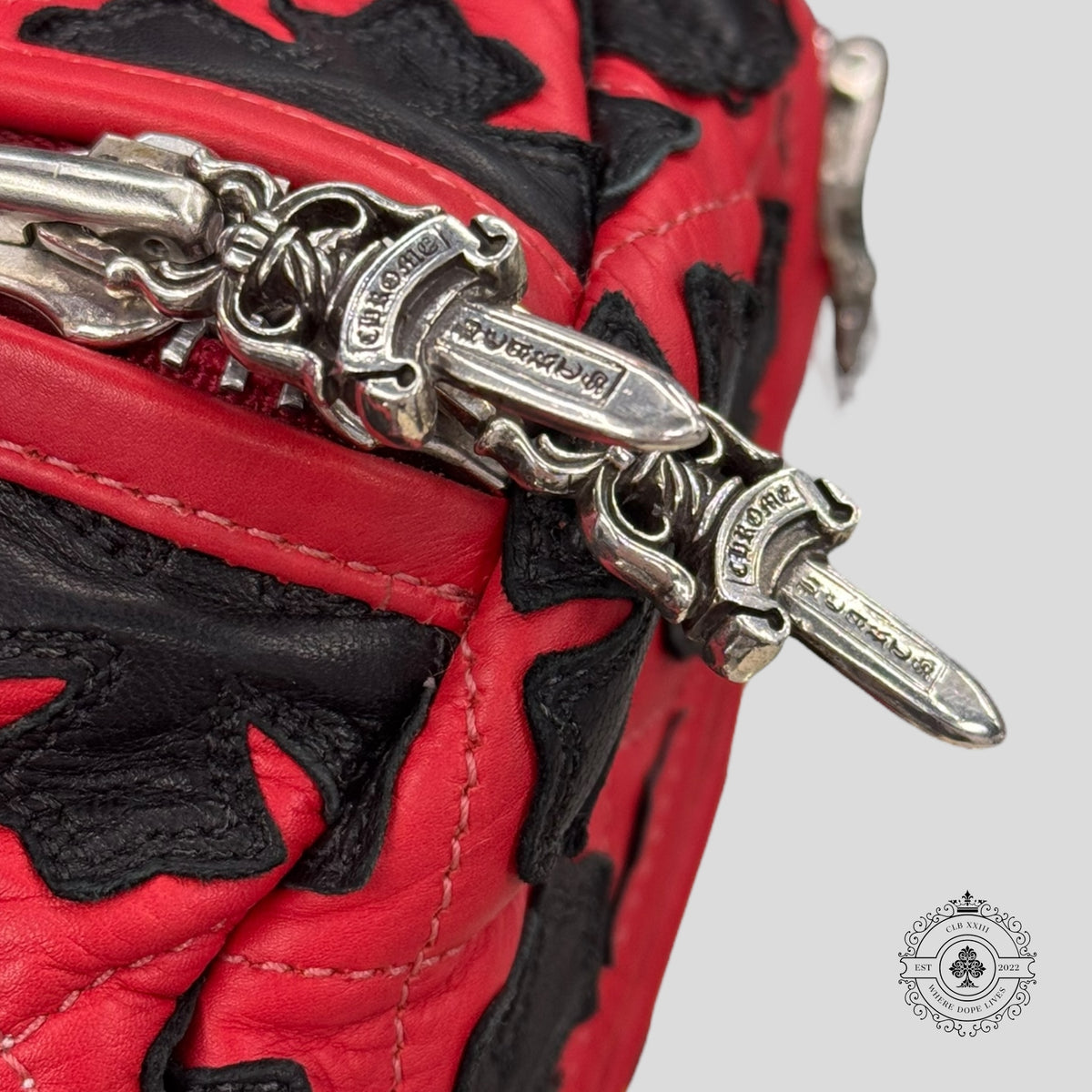Chrome Heart Plus Pattern Mini Duffle in Red