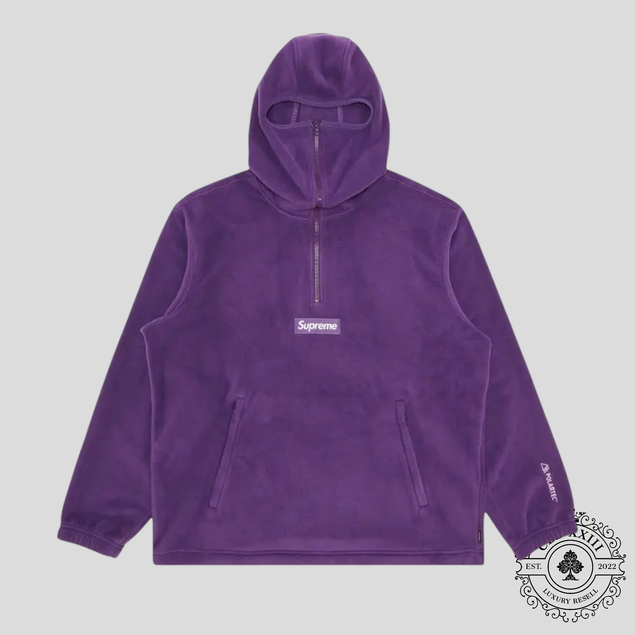 Supreme Polartec Facemask Half Zip Up Hooded Sweatshirt in Purple