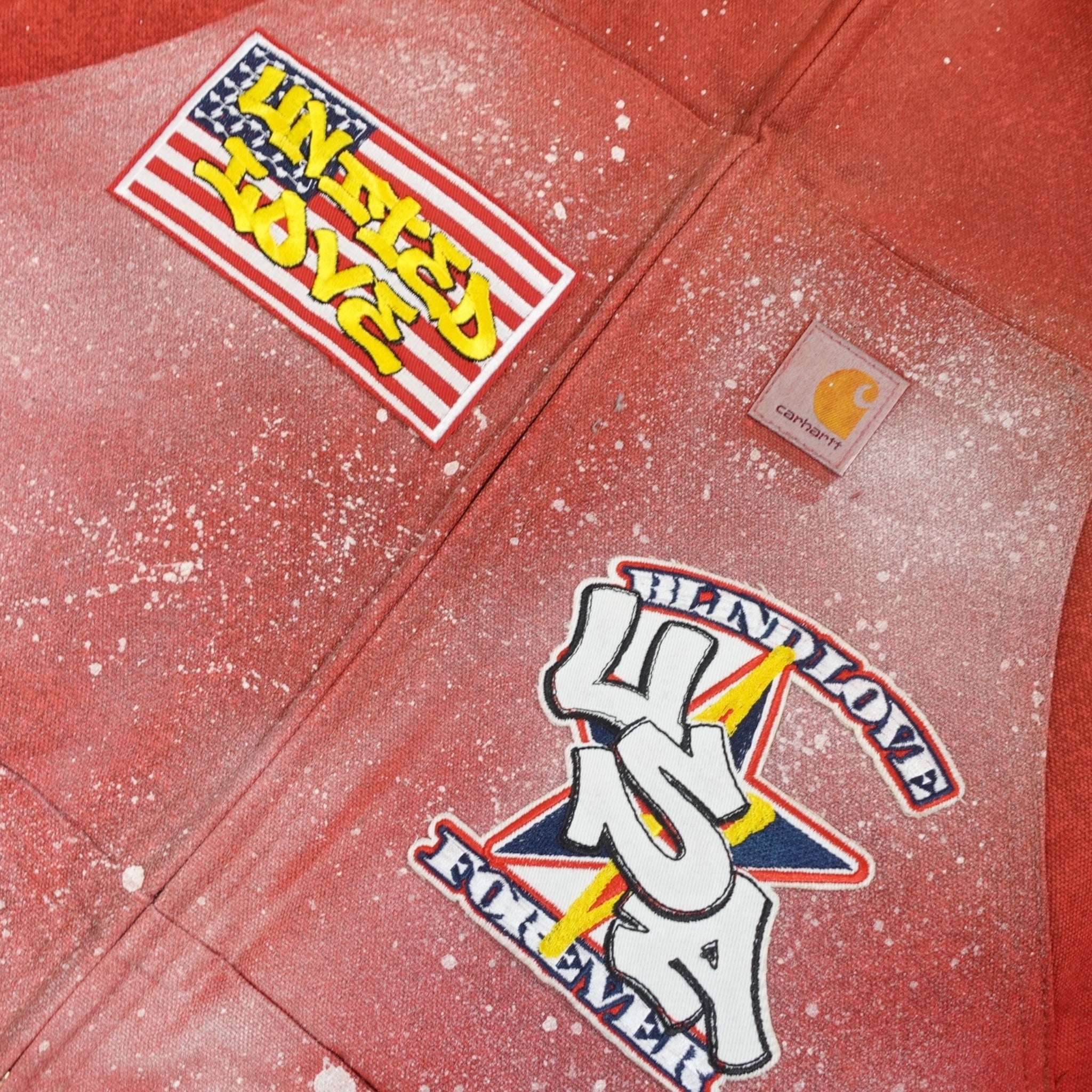 Blind Love Patchwork Carhartt Work Jacket in Red