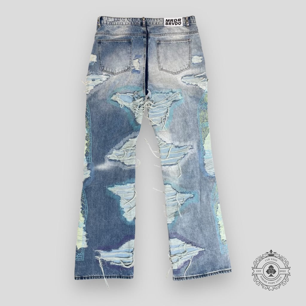 Who Decides War Stud Distressed Denim with Side Embroidery
