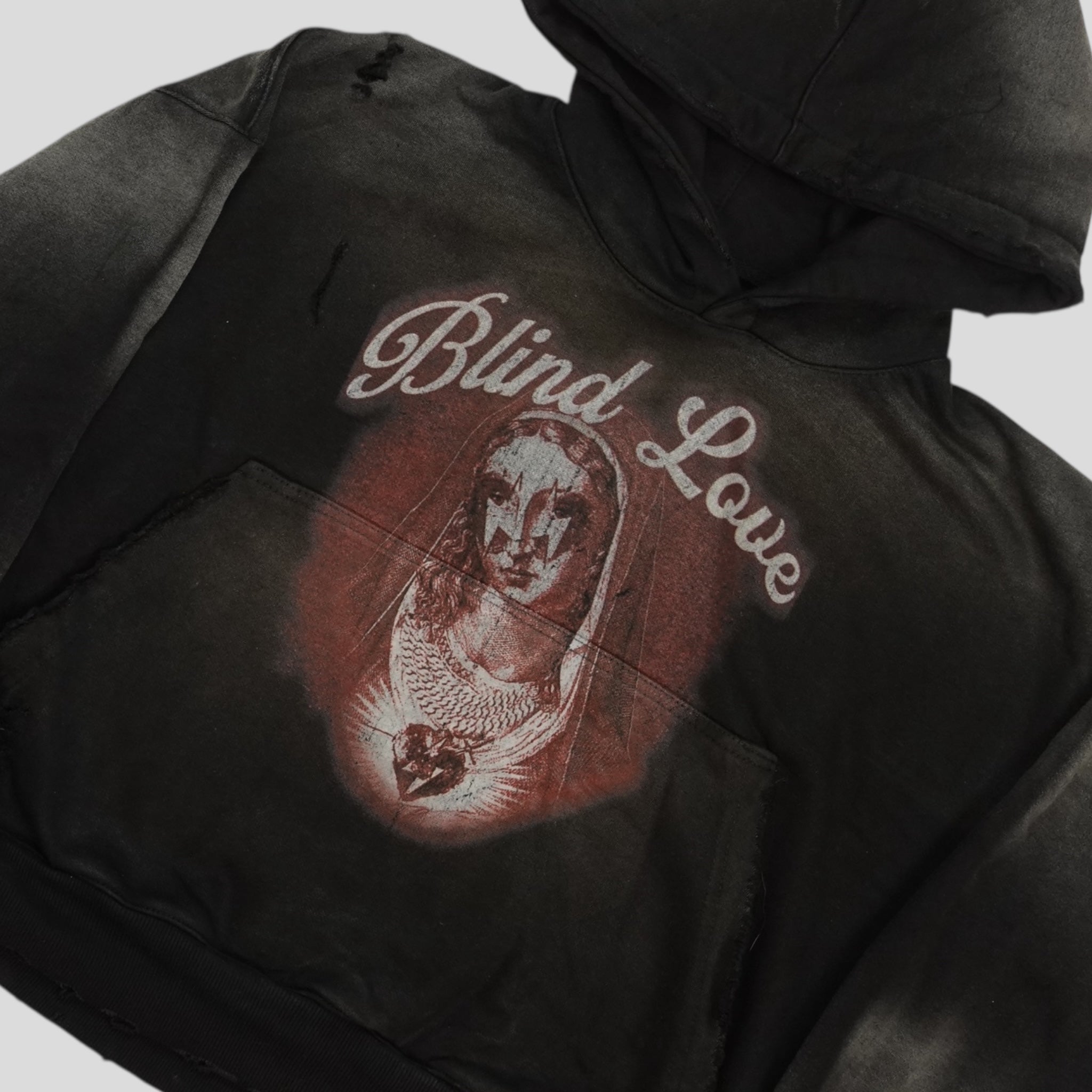 Blind Love Mary Pullover Hoodie in Washed Black