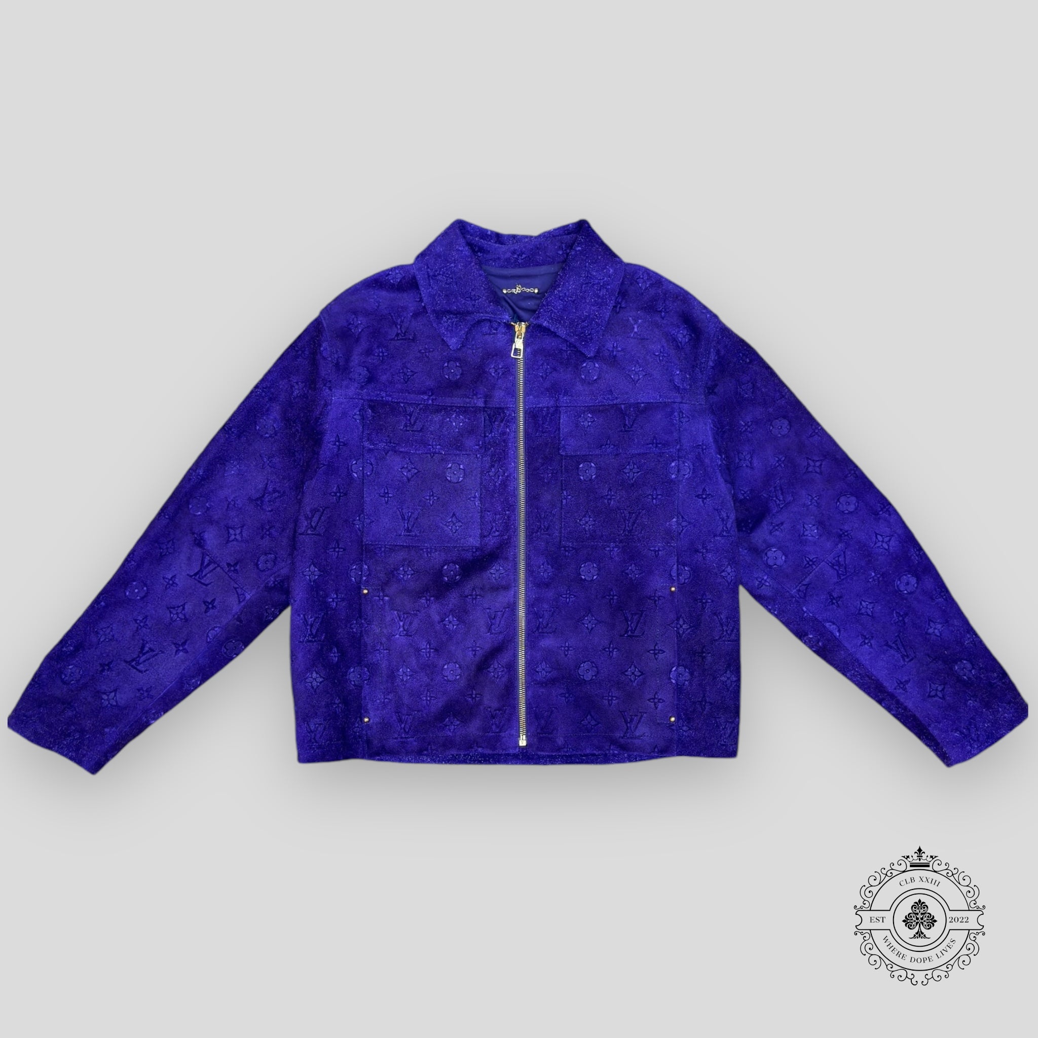 Louis Vuitton Workwear Monogram Embossed Suede Jacket in Purple