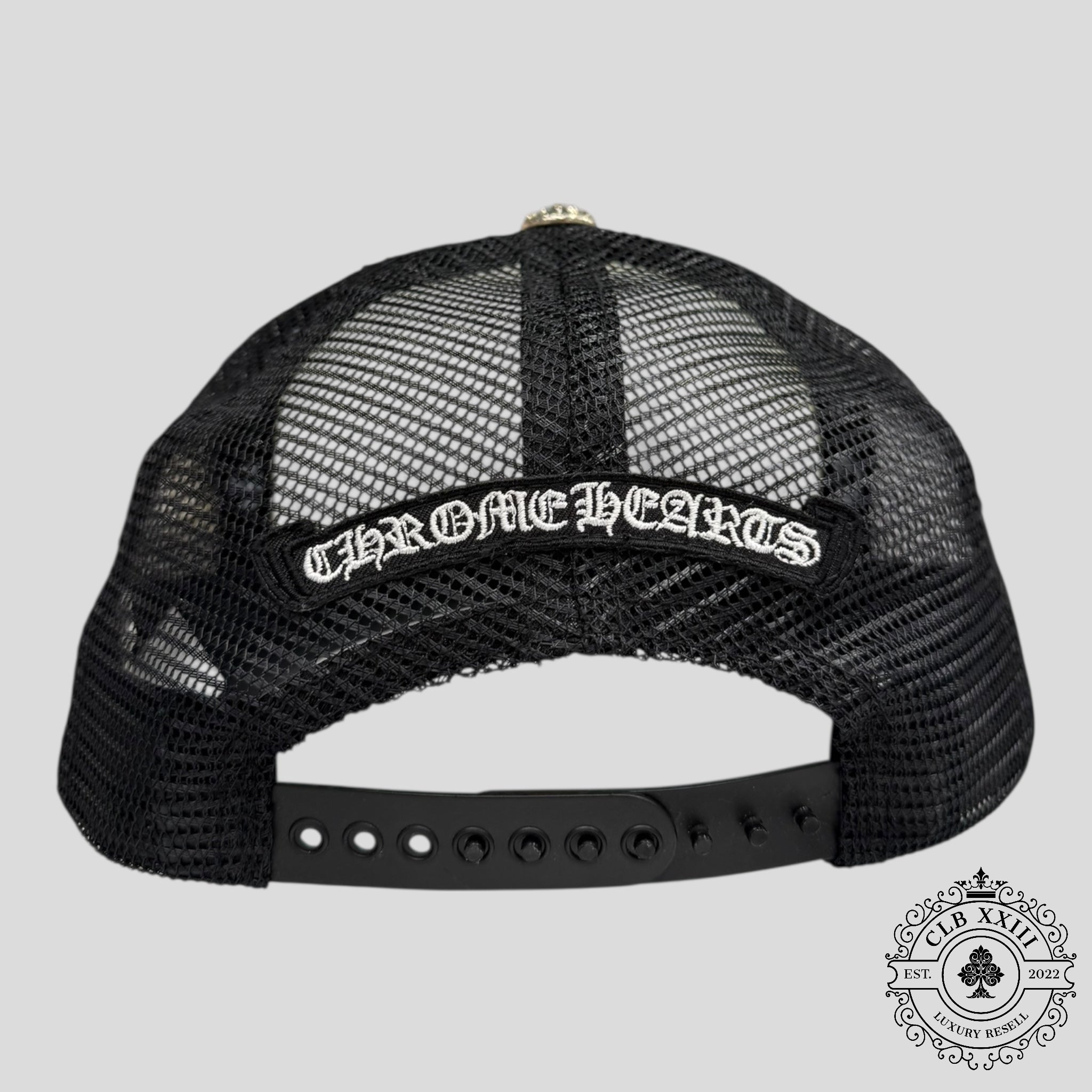 Chrome Hearts Triple Cross Trucker Hat in Black / Camo