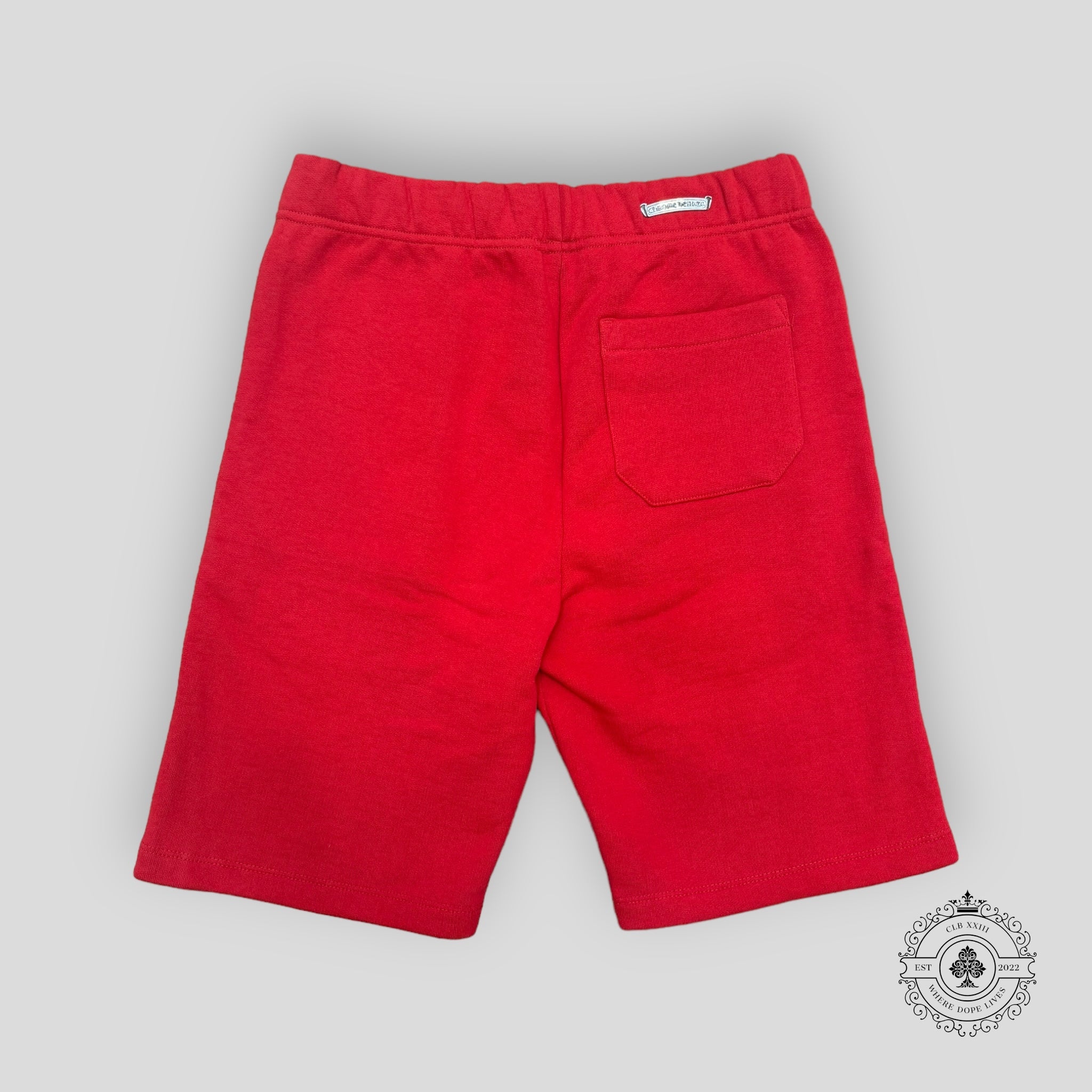 Chrome Hearts Cemetery Cross Embroidered Sweat Shorts in Red