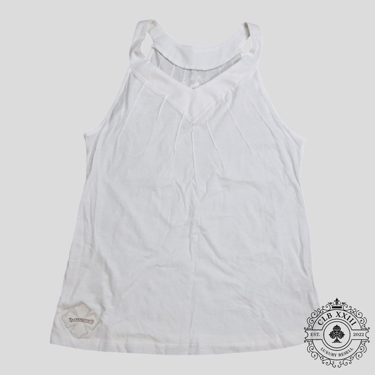 Chrome Hearts Leather Plus Patch Tank Top in White