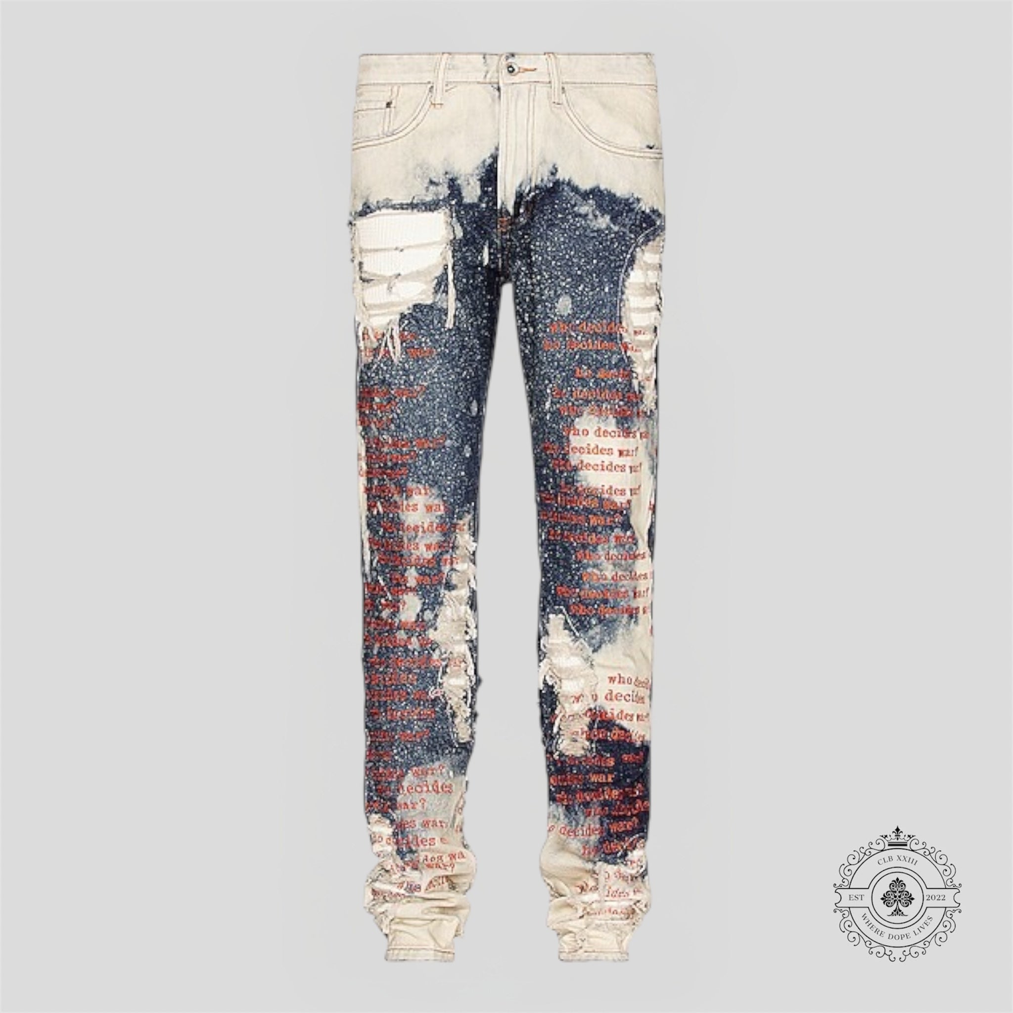 Who Decides War Bleached Scripture Denim