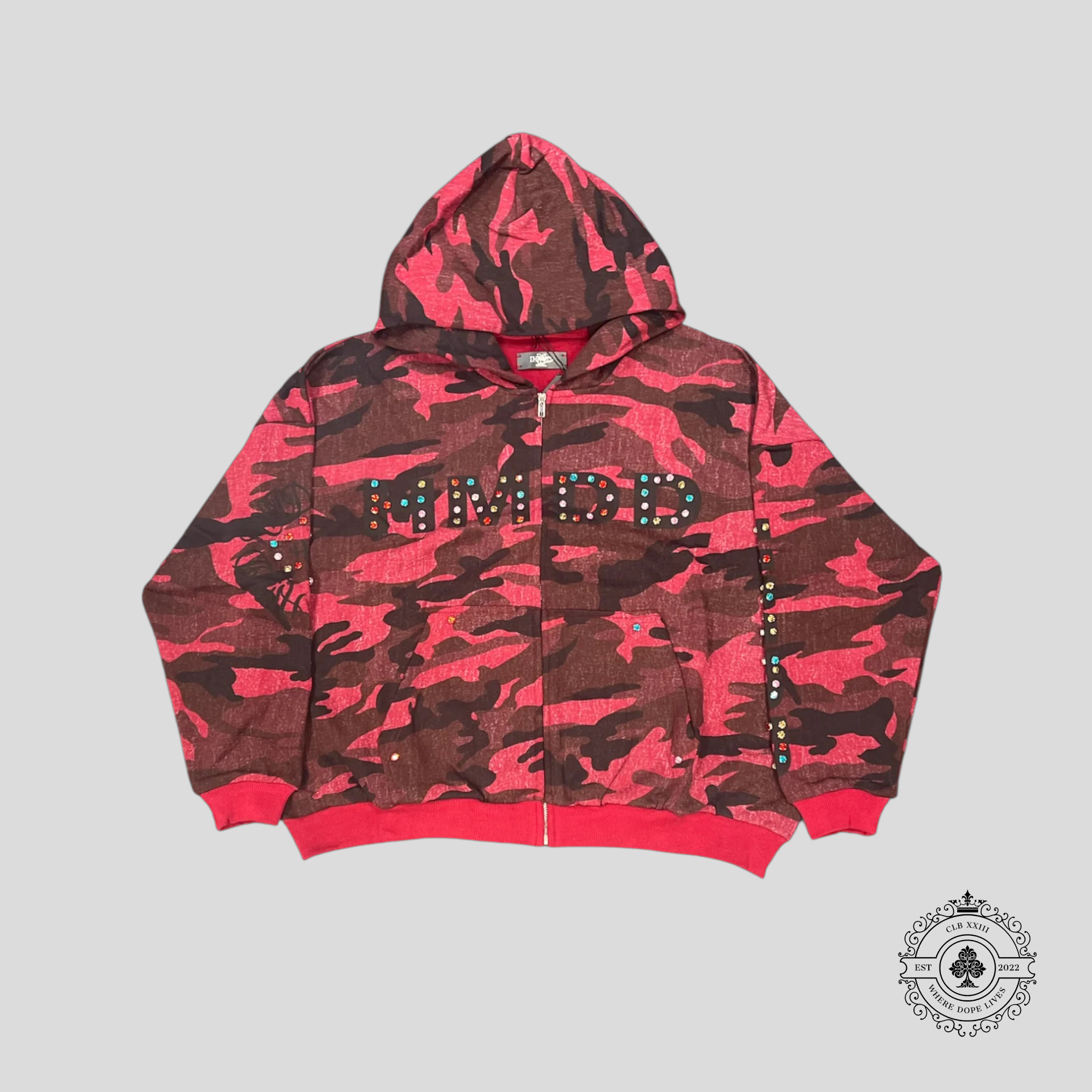 HMDD Chimstone Camo Zip Up Hoodie in Red