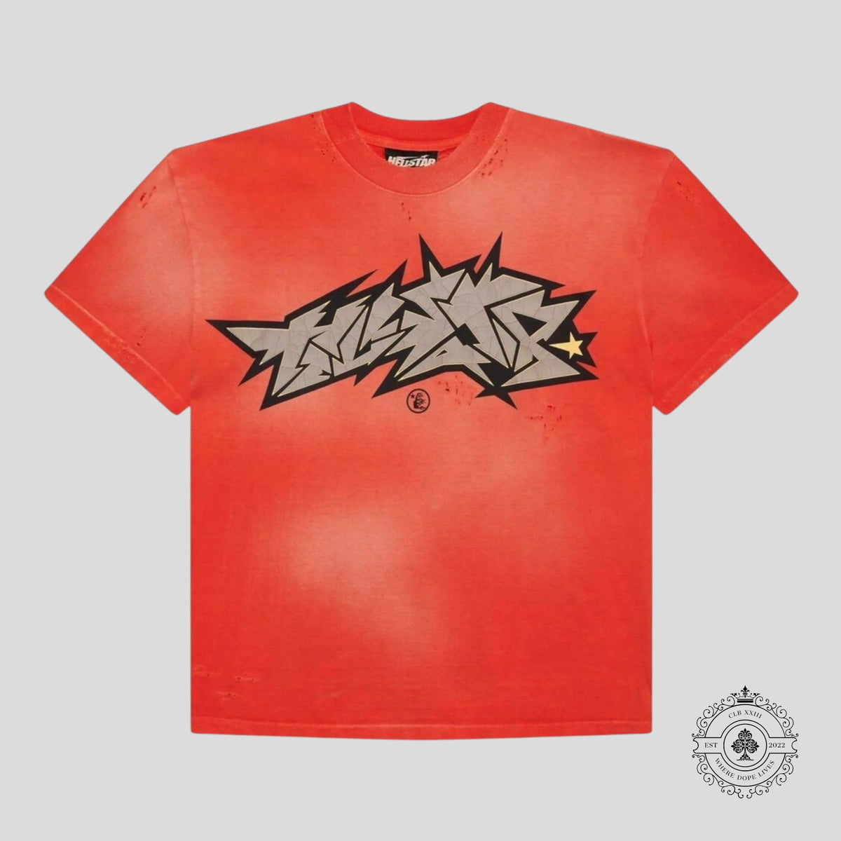 Hellstar Crack Print T-Shirt in Red