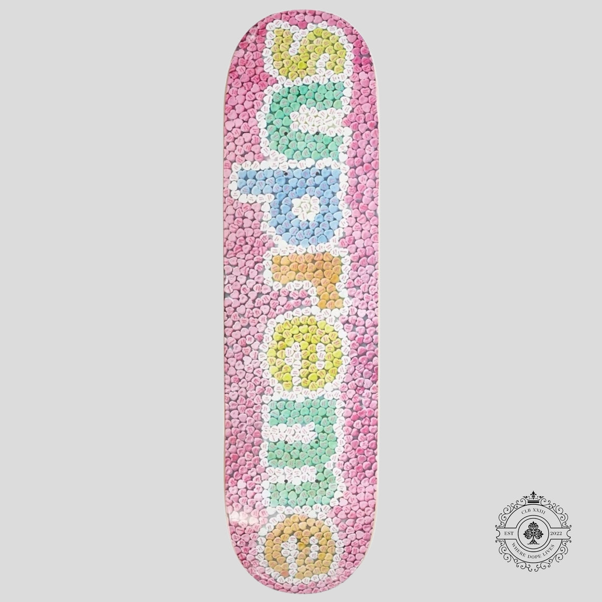 Supreme Candy Hearts Skate Deck in Pink