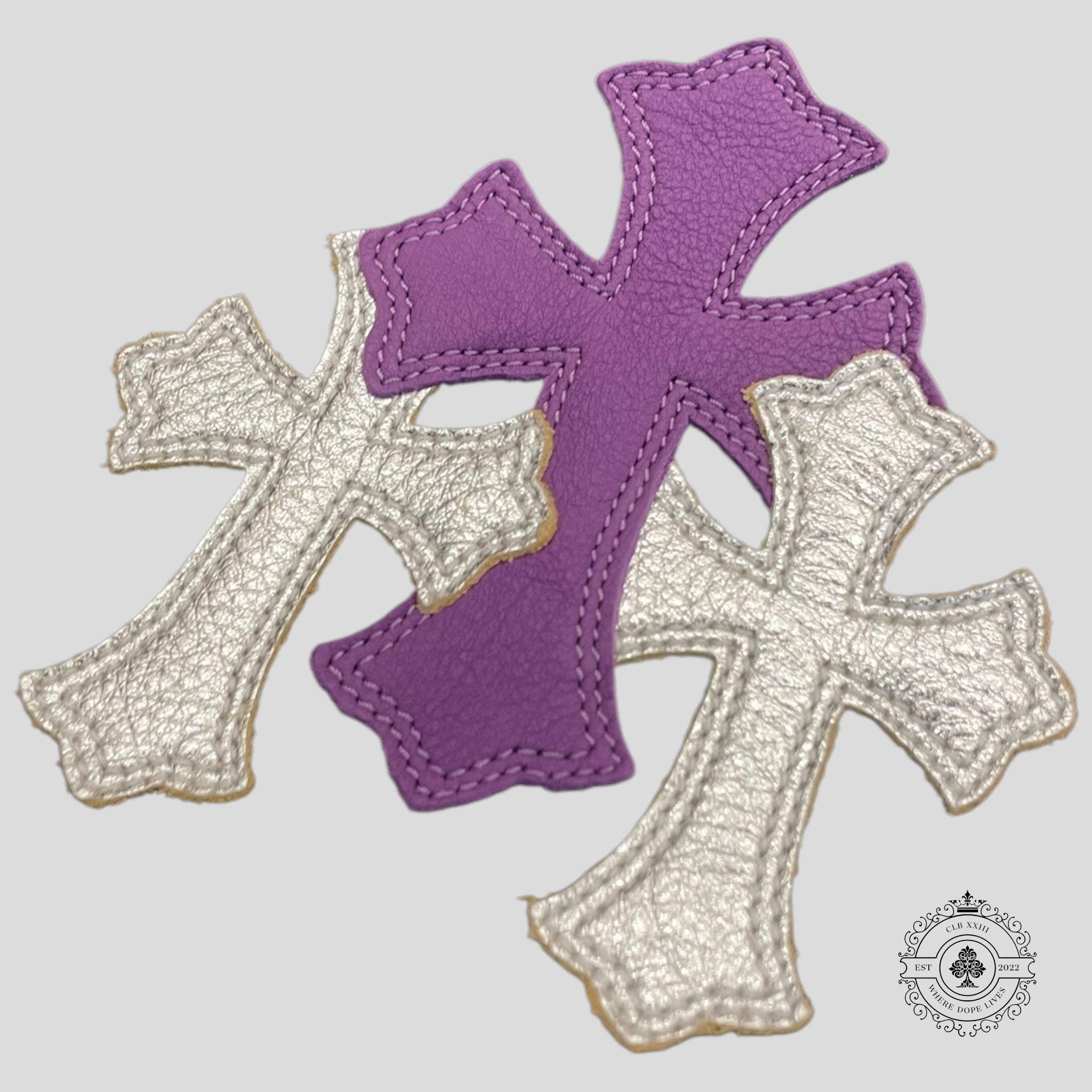 Chrome Hearts Purple Cross Patch Double Knee Carpenter Pants