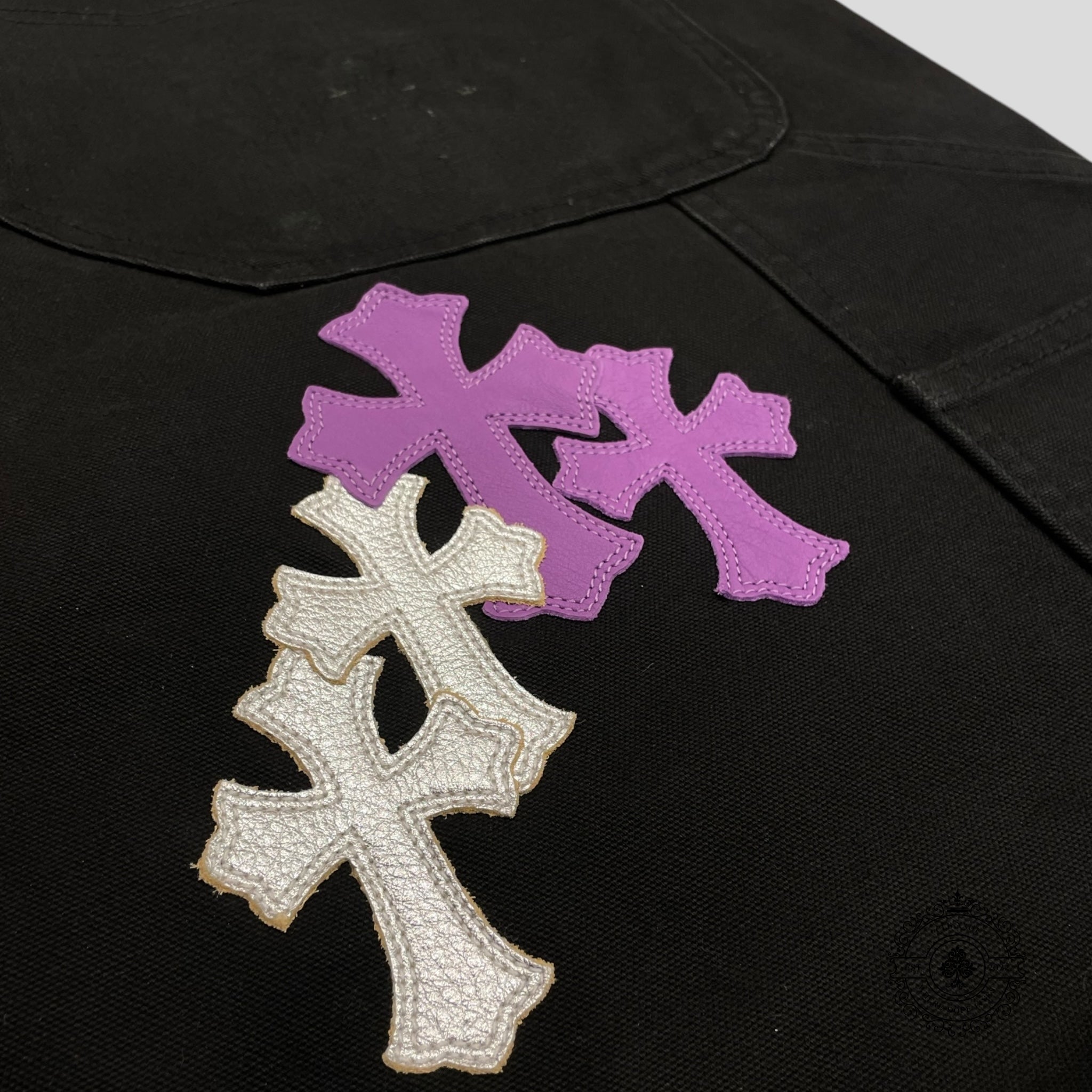 Chrome Hearts Purple Cross Patch Double Knee Carpenter Pants