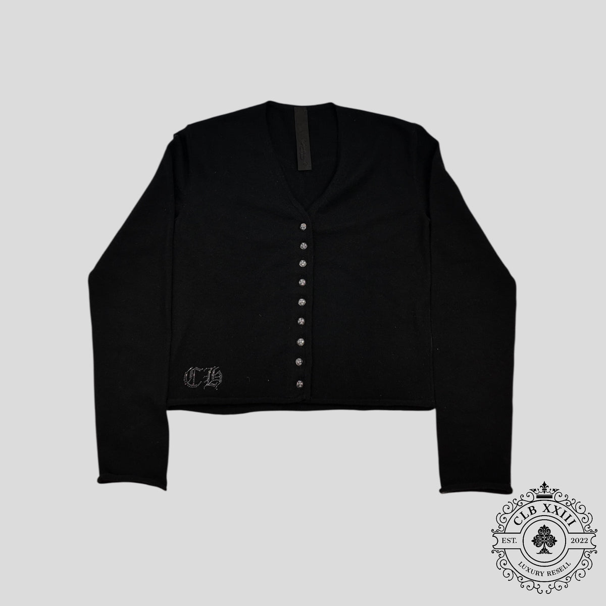 Chrome Hearts Vinehearts Rhinestone Cashmere Sweater in Black